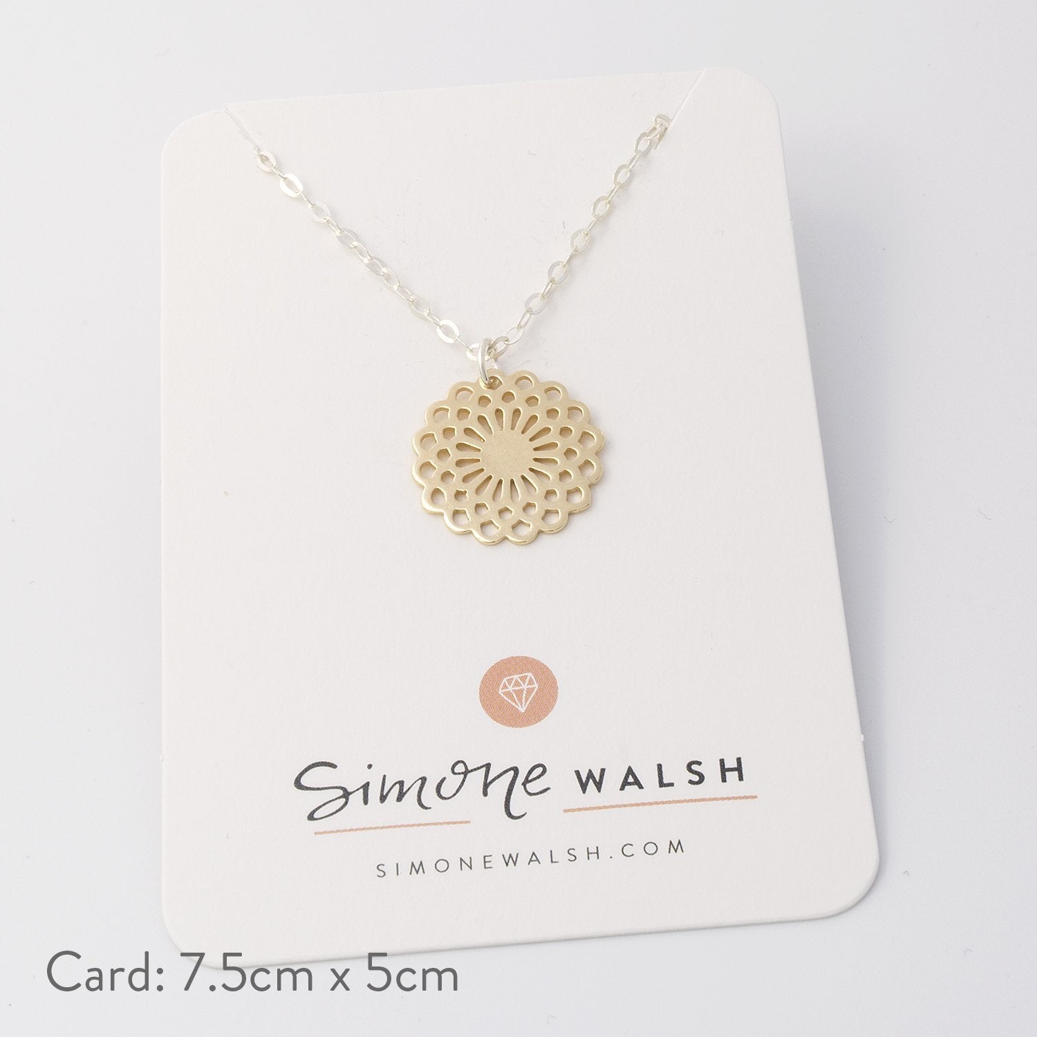 Dahlia pendant: solid gold & silver - Simone Walsh Jewellery Australia