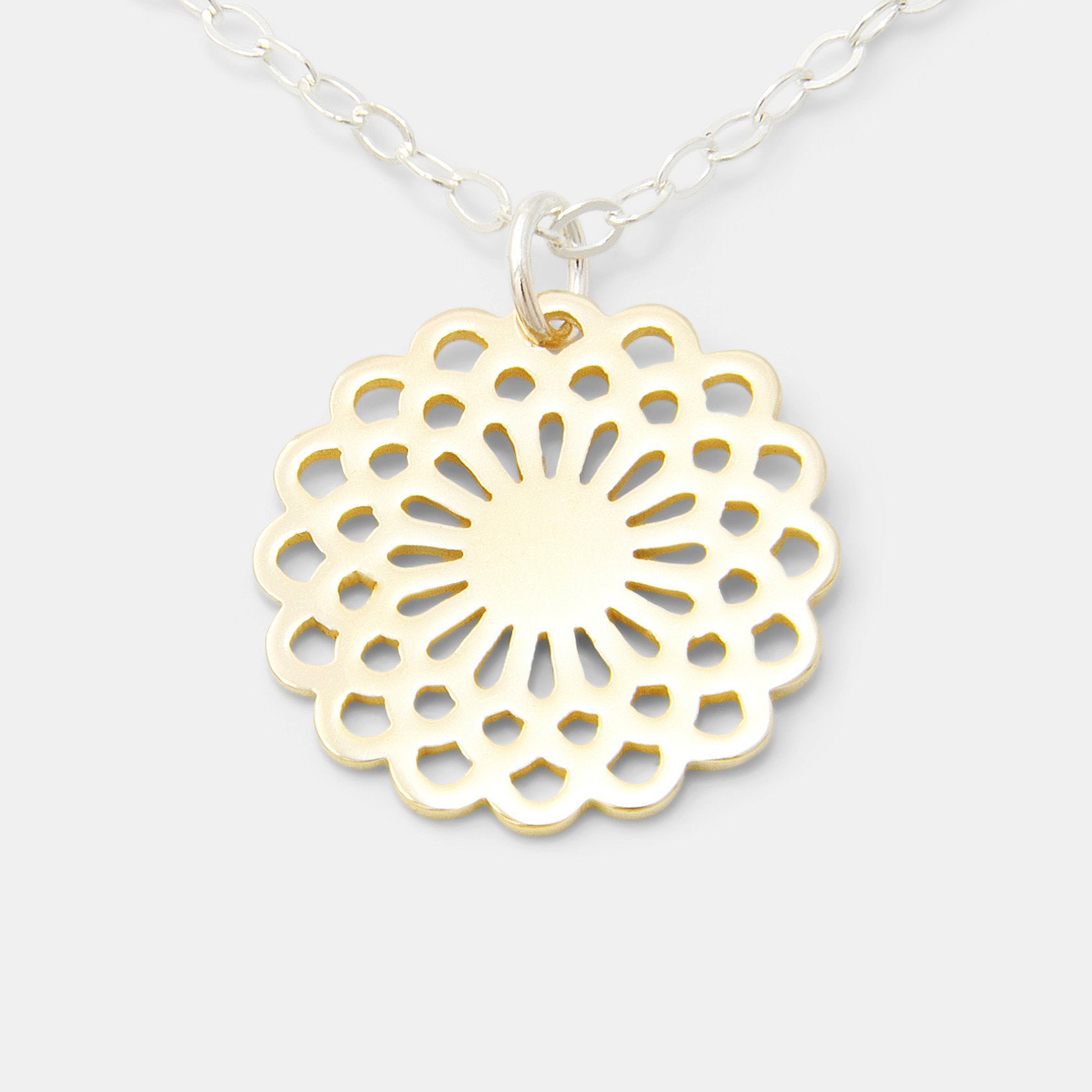 Dahlia silver & solid gold pendant - Simone Walsh Jewellery Australia