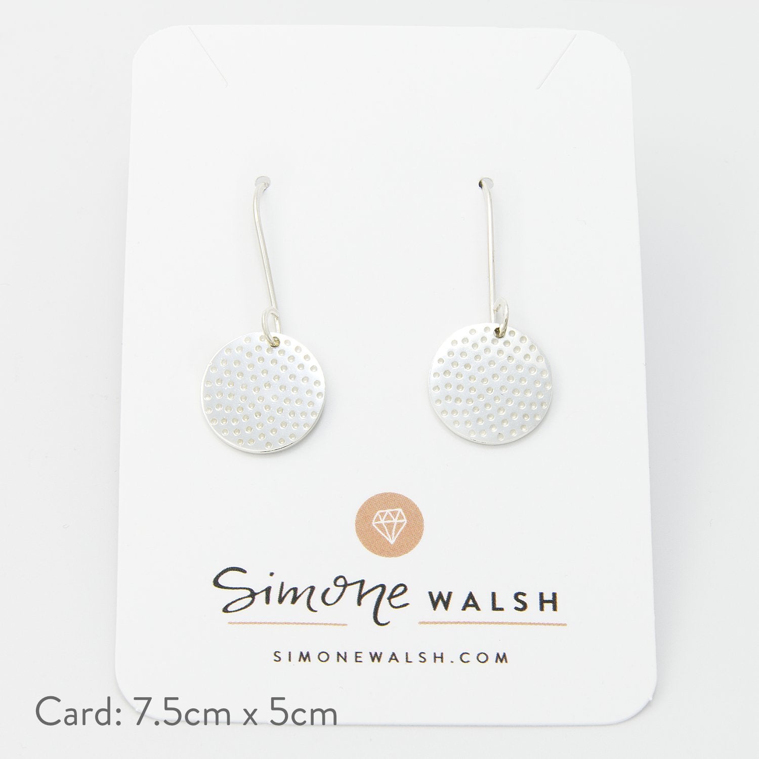 Dots texture silver drop earrings - Simone Walsh Jewellery Australia