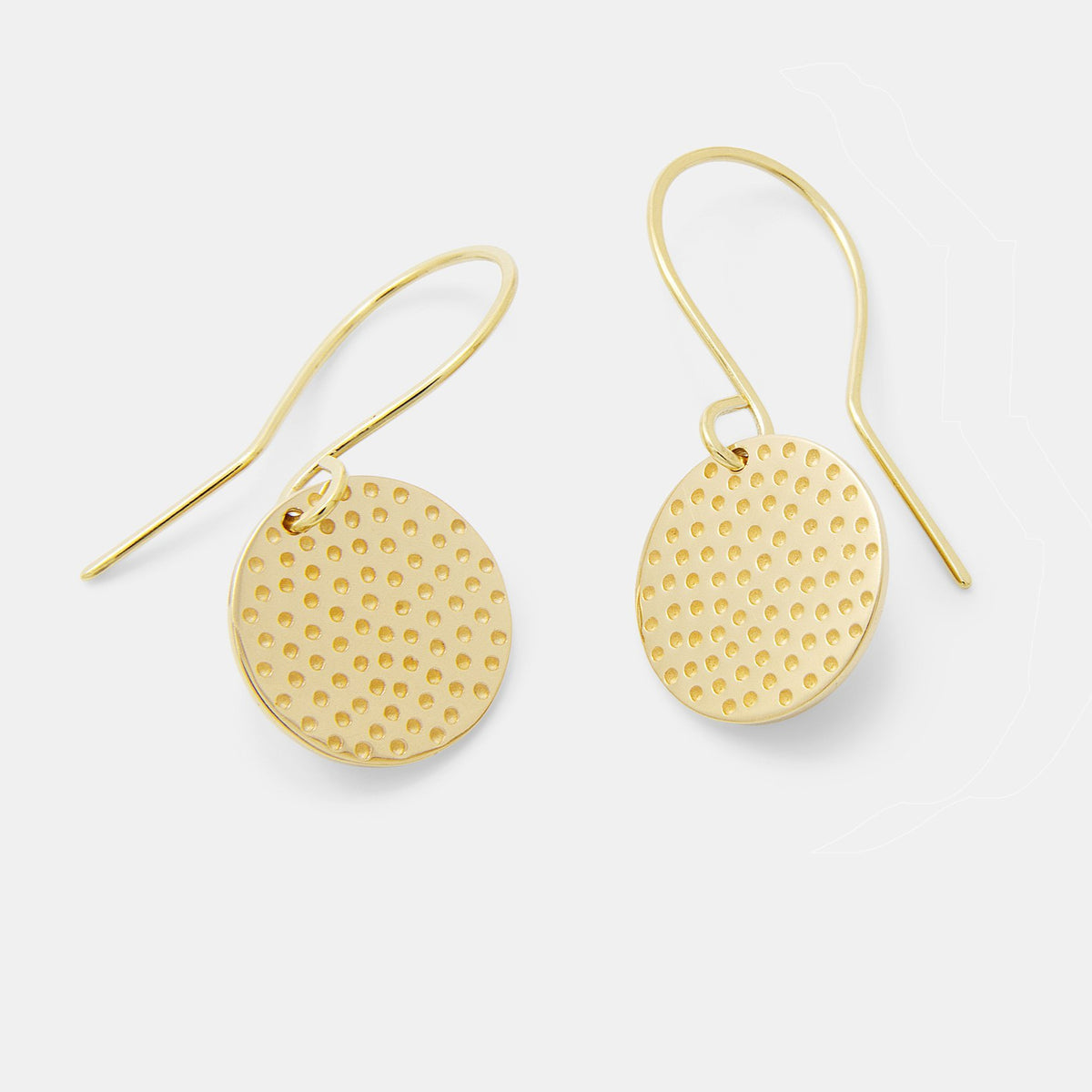 Solid Gold Drop Dots Texture Solid Gold Drop Earrings (14ct) - Australian Design