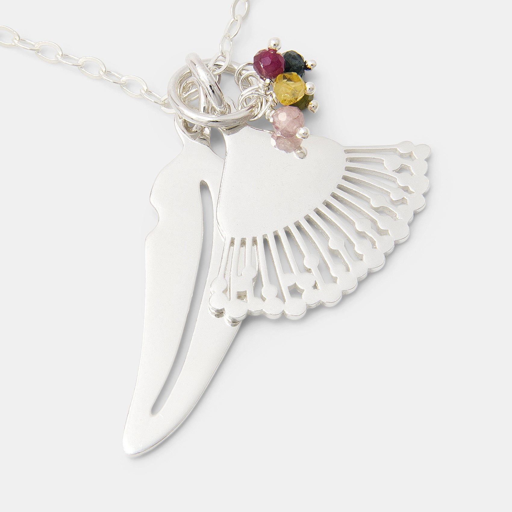 Eucalyptus Flower, Leaf & Tourmaline Necklace - Simone Walsh Jewellery Australia