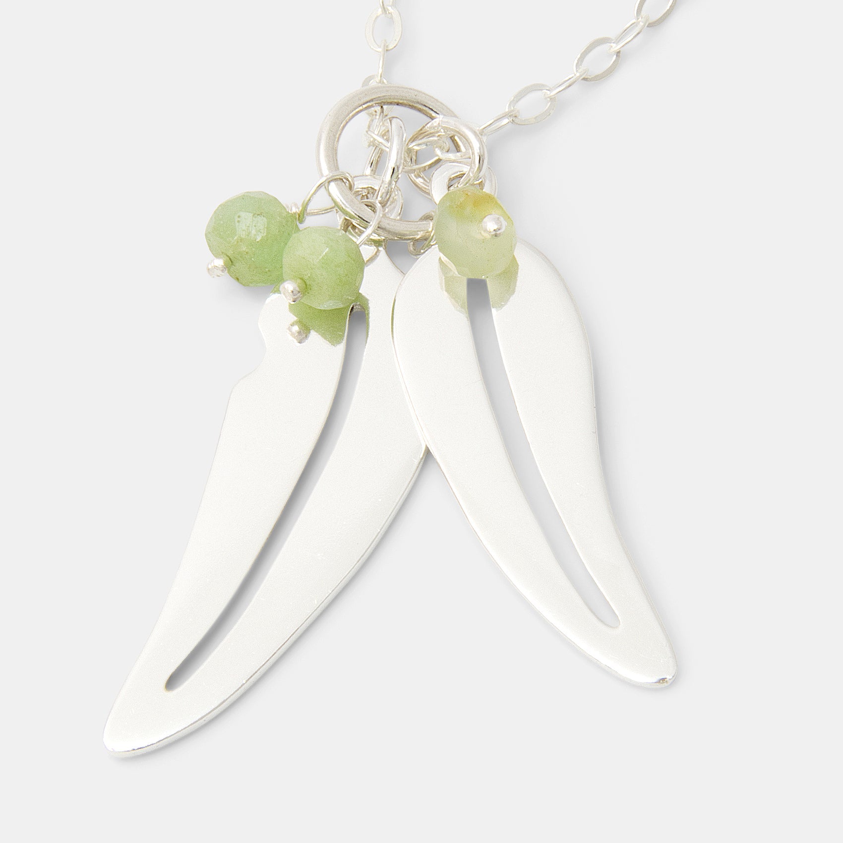 Eucalyptus Leaves & Chrysoprase Necklace - Simone Walsh Jewellery Australia