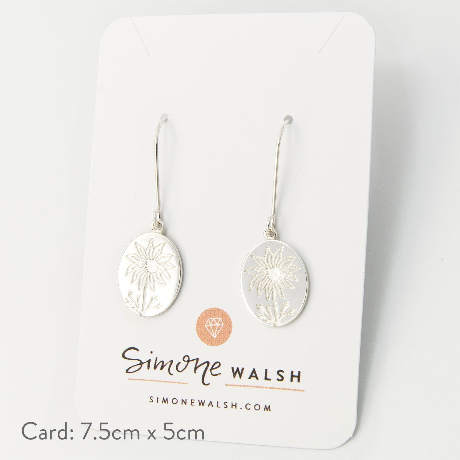 Flannel Flower Oval Silver Drop Earrings - Simone Walsh Jewellery Australia