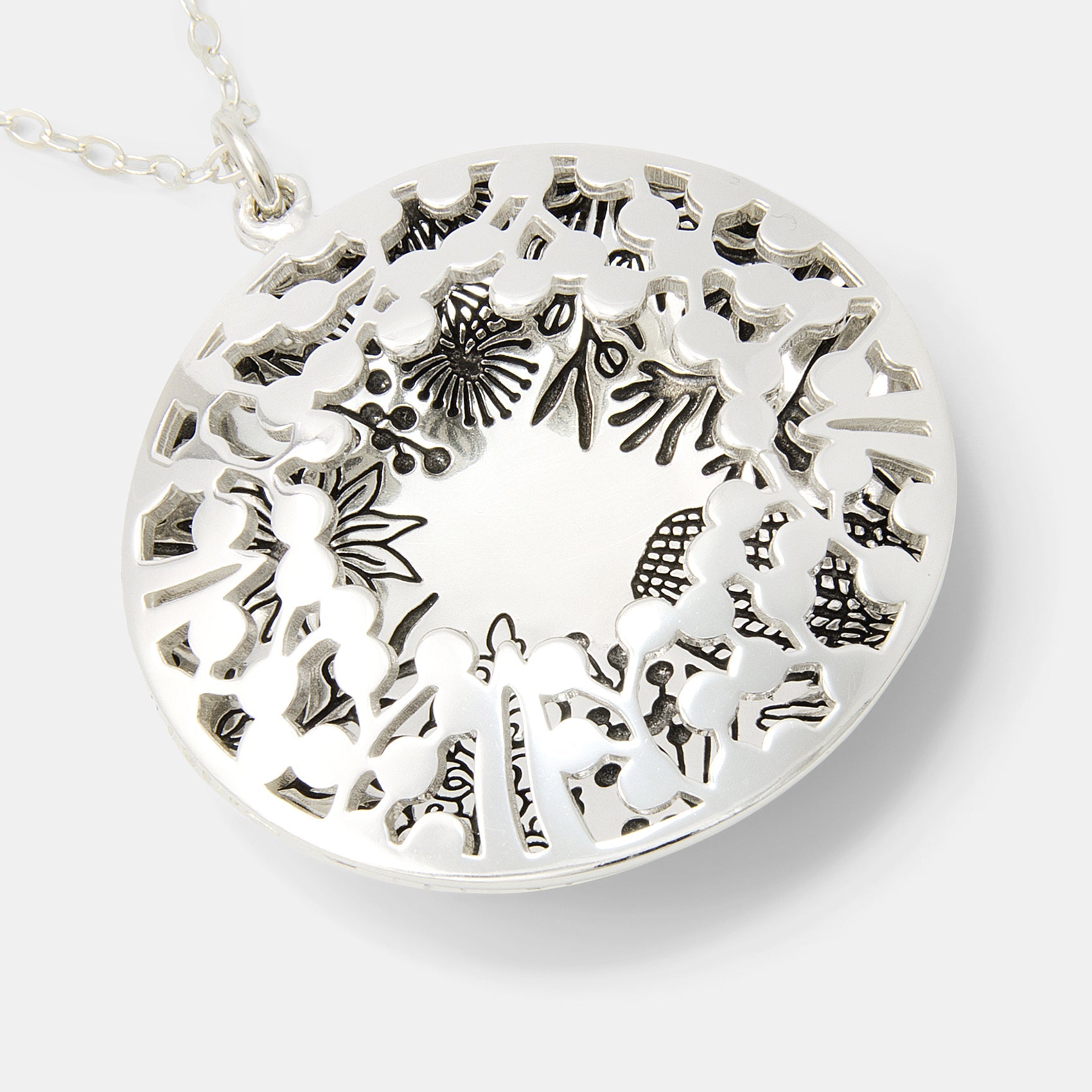 Australian Flora Open Locket Necklace - Sterling Silver Pendant