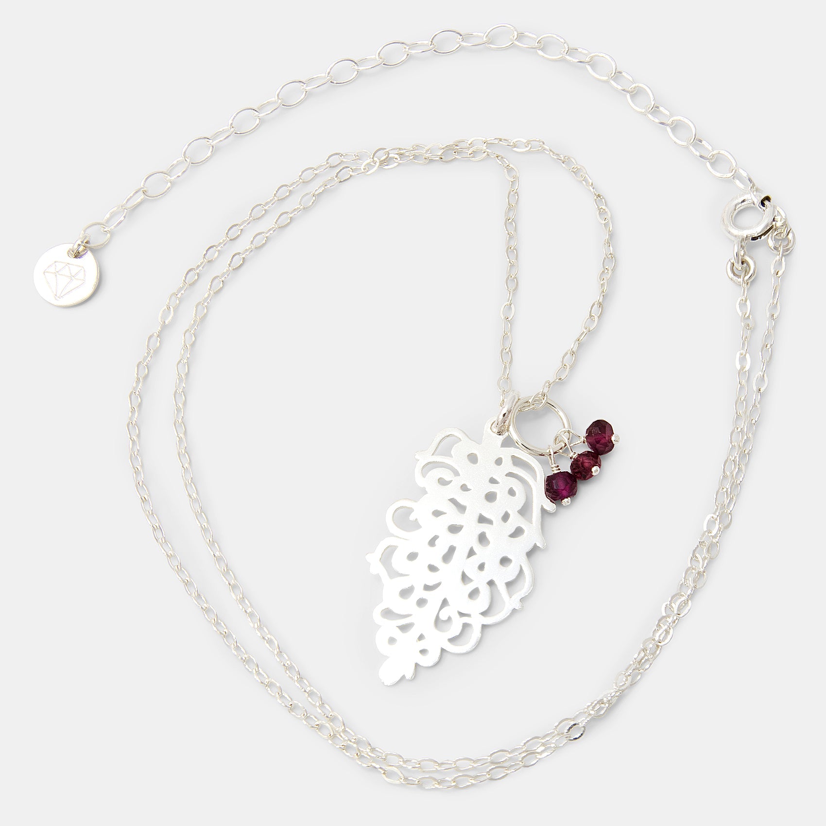 Grevillea Flower & Rose Garnets Pendant Necklace - Simone Walsh Jewellery Australia