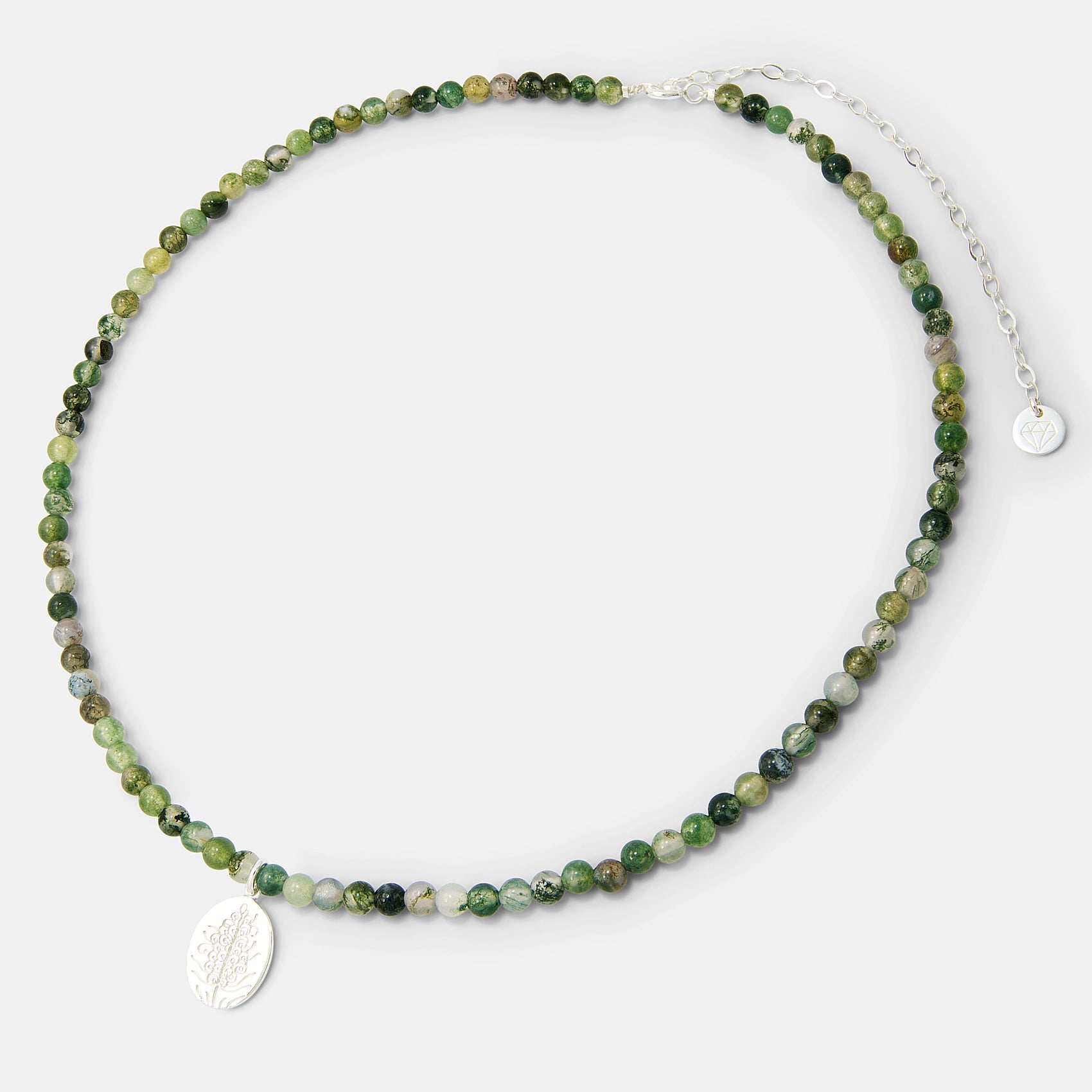 Grevillea Oval on Moss Agate Beaded Necklace - Simone Walsh Jewellery Australia