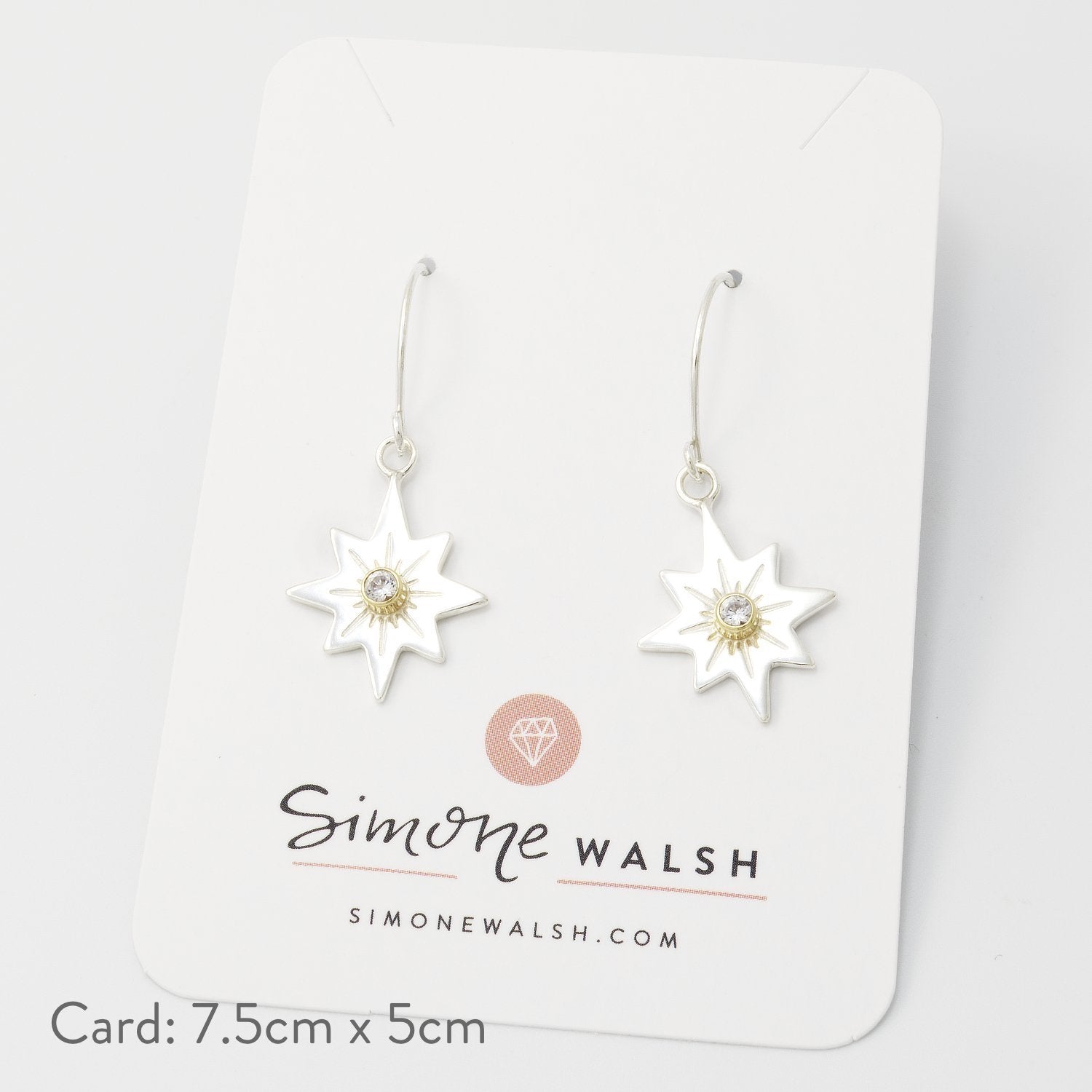 Guiding star & white sapphire drop earrings - Simone Walsh Jewellery Australia