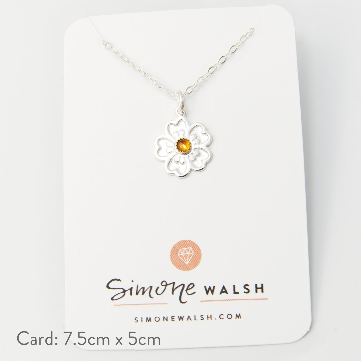 Guinea Flower & Citrine Pendant Necklace - Simone Walsh Jewellery Australia