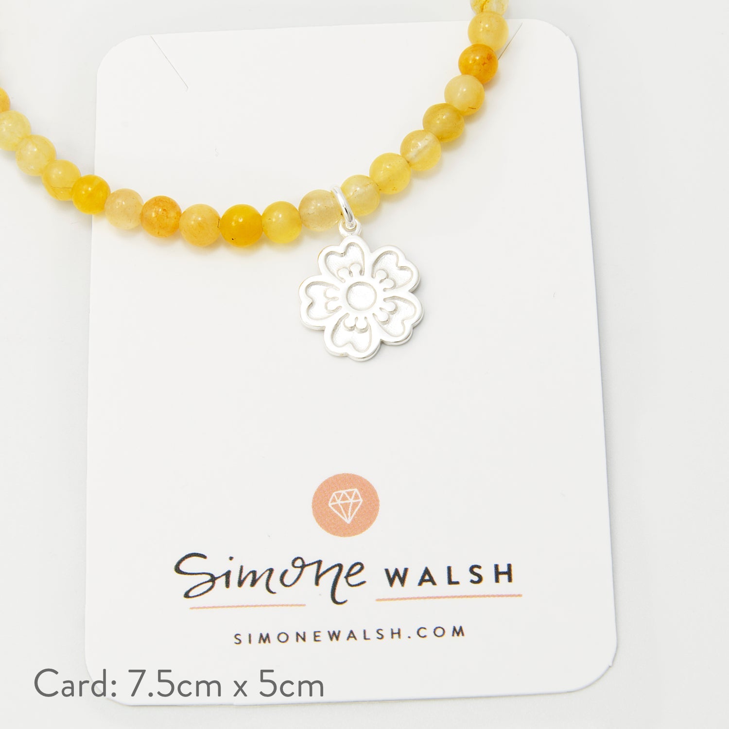 Guinea Flower on Golden Jade Beaded Bracelet - Simone Walsh Jewellery Australia