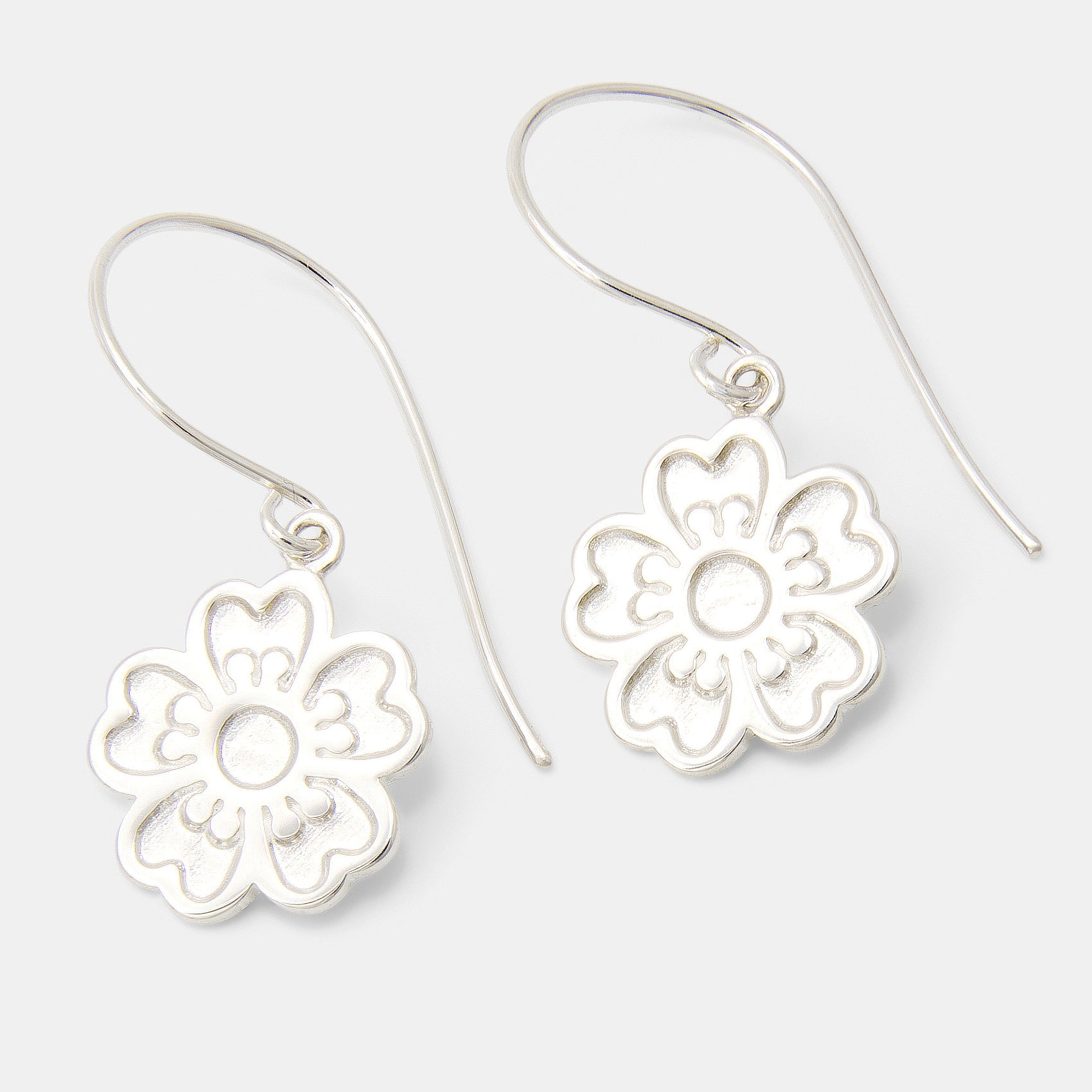 Guinea Flower Silver Drop Earrings - Simone Walsh Jewellery Australia