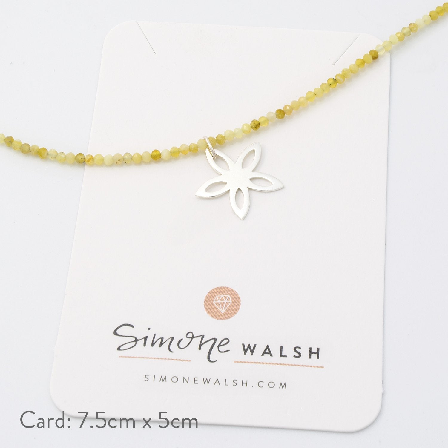 Jasmine on yellow opal necklace - Simone Walsh Jewellery Australia