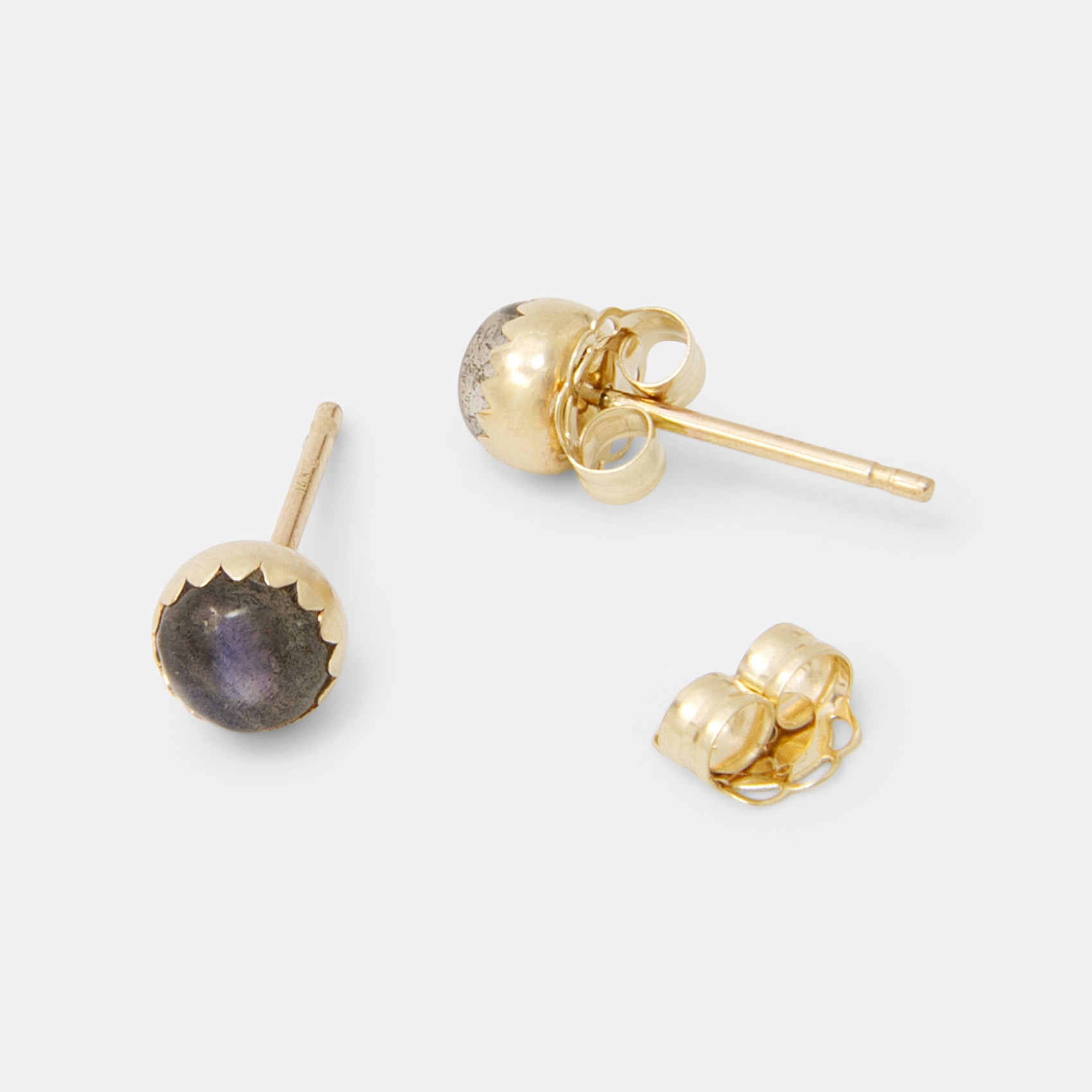 Labradorite & Solid Gold Stud Earrings - Simone Walsh Jewellery Australia