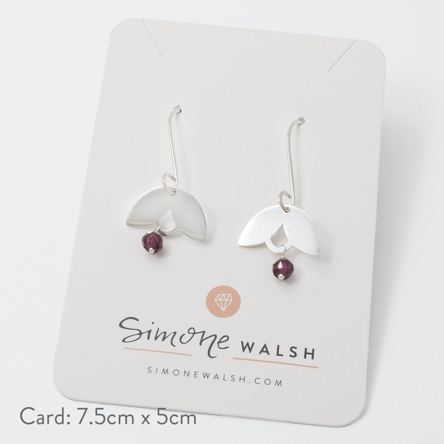 Leaves & rose garnet drop earrings - Simone Walsh Jewellery Australia