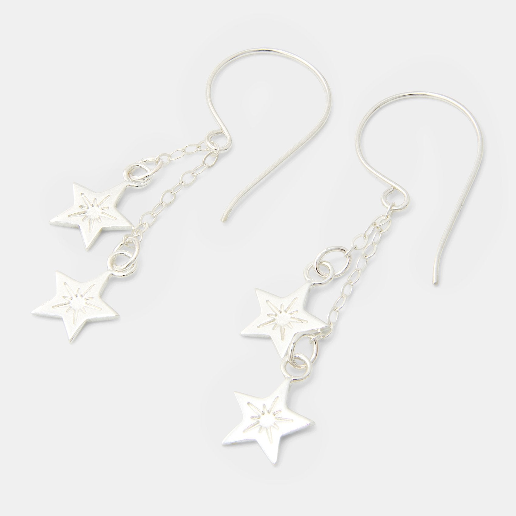 Little stars silver chain dangle earrings - Simone Walsh Jewellery Australia