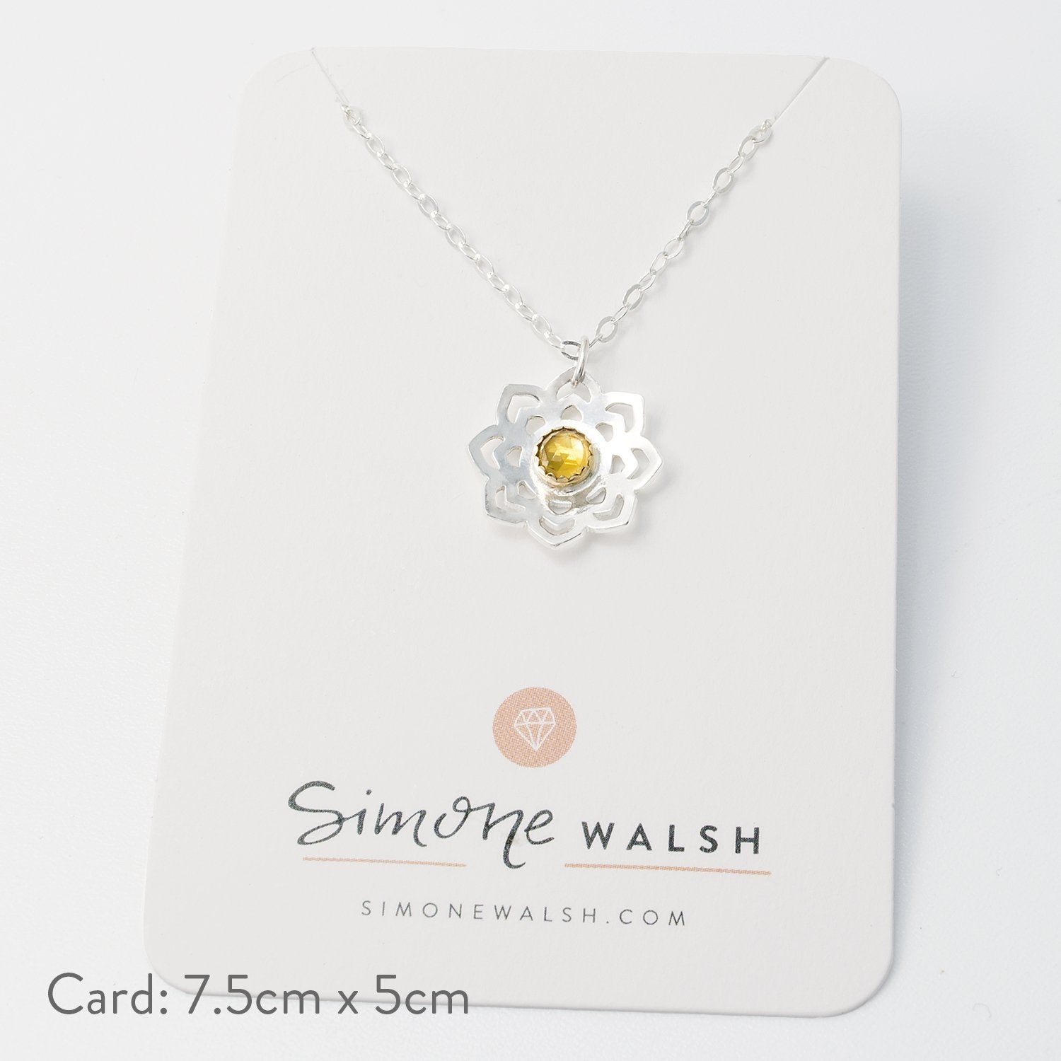 Lotus & citrine pendant - Simone Walsh Jewellery Australia