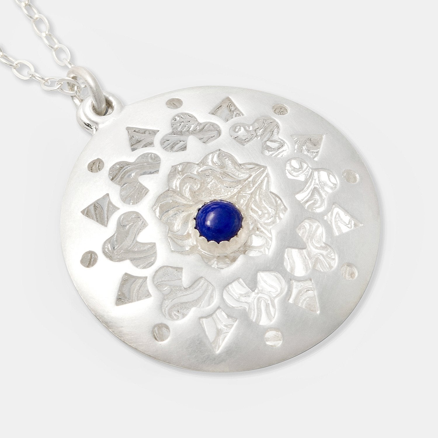Mandala pendant with lapis lazuli - Simone Walsh Jewellery Australia
