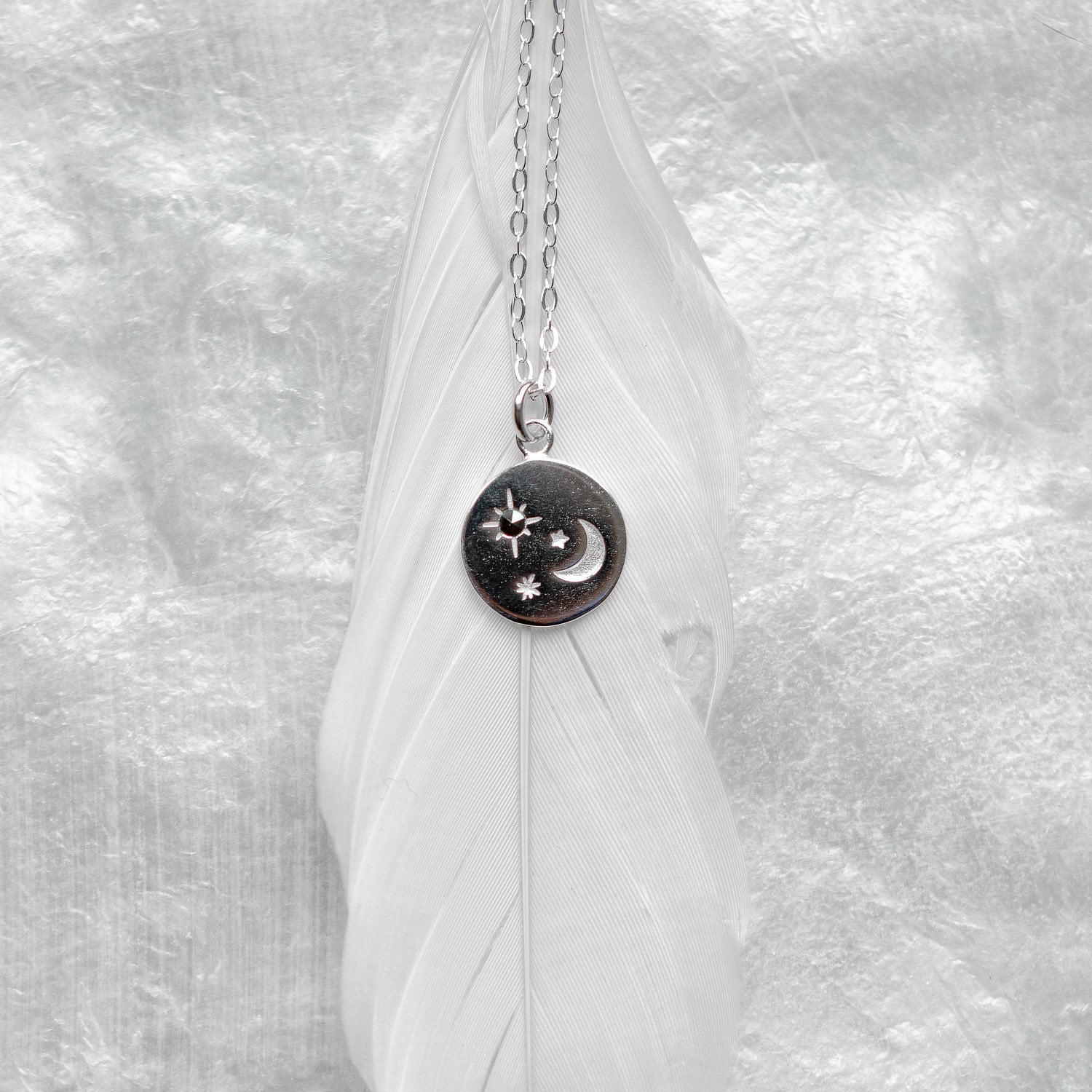 Moon & stars amulet silver pendant necklace - Simone Walsh Jewellery Australia
