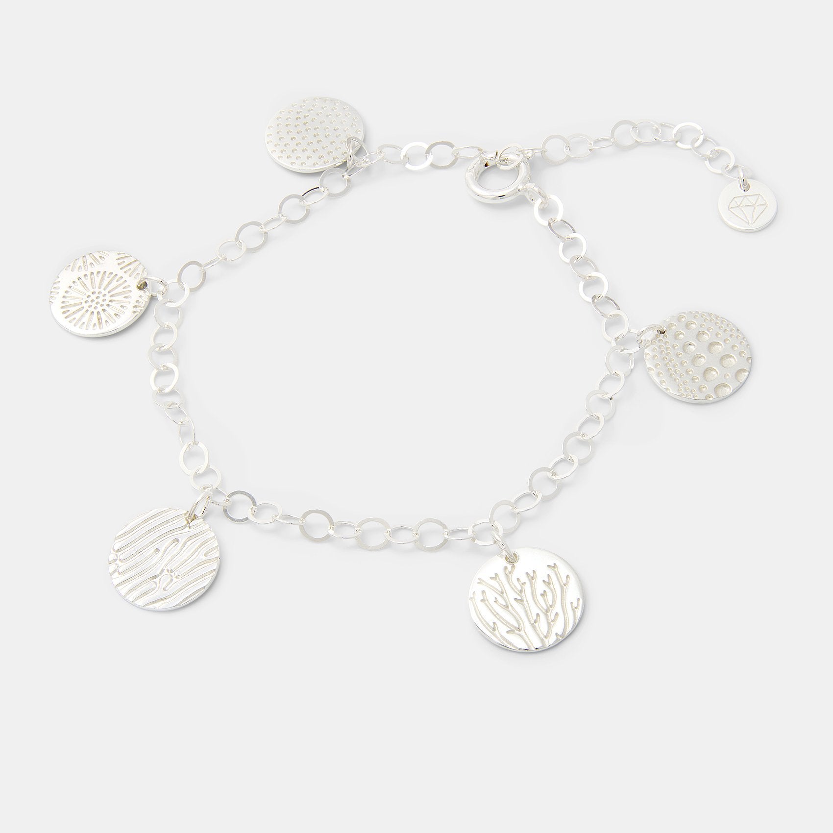 Ocean textures silver charm bracelet - Simone Walsh Jewellery Australia