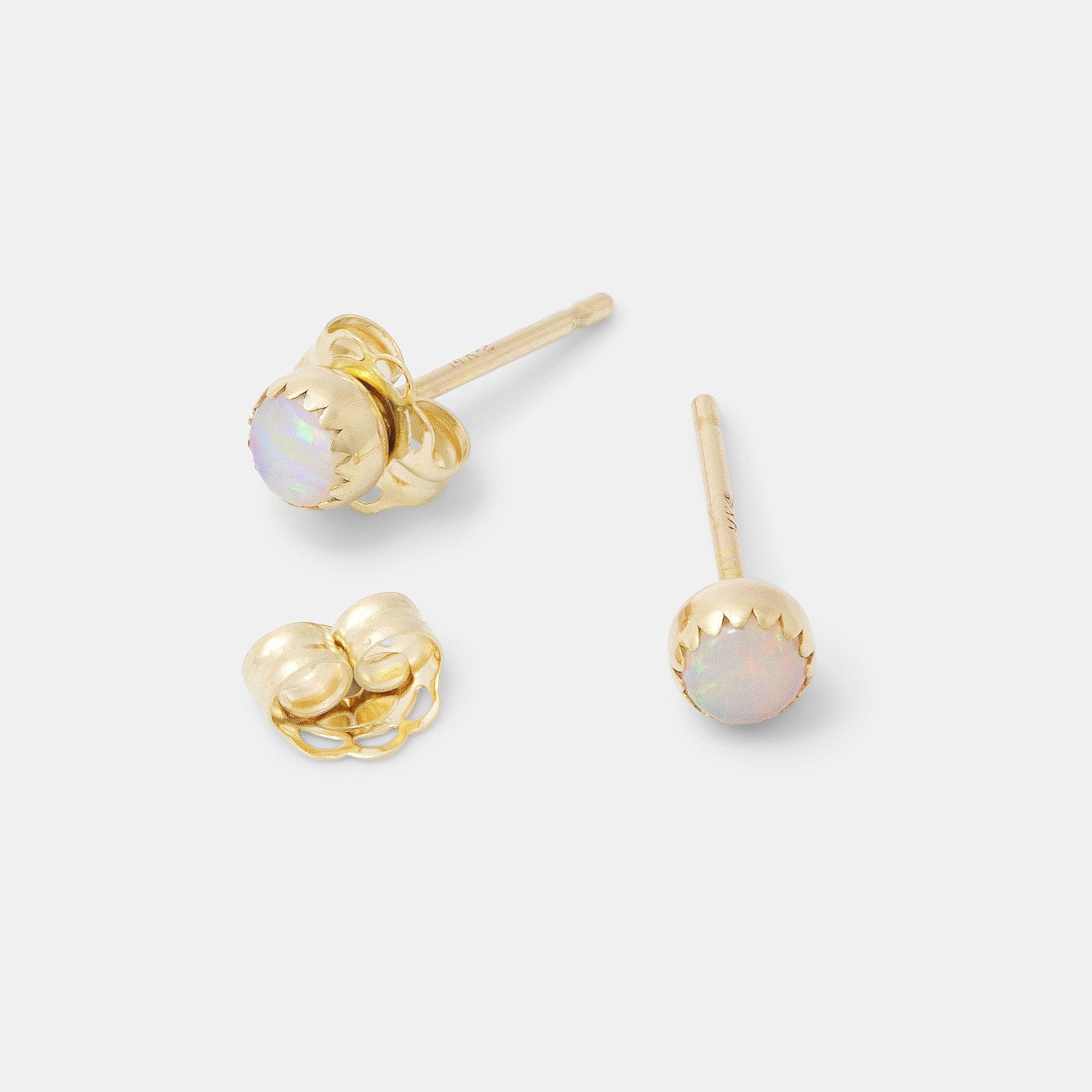 Opal & solid gold stud earrings - Simone Walsh Jewellery Australia