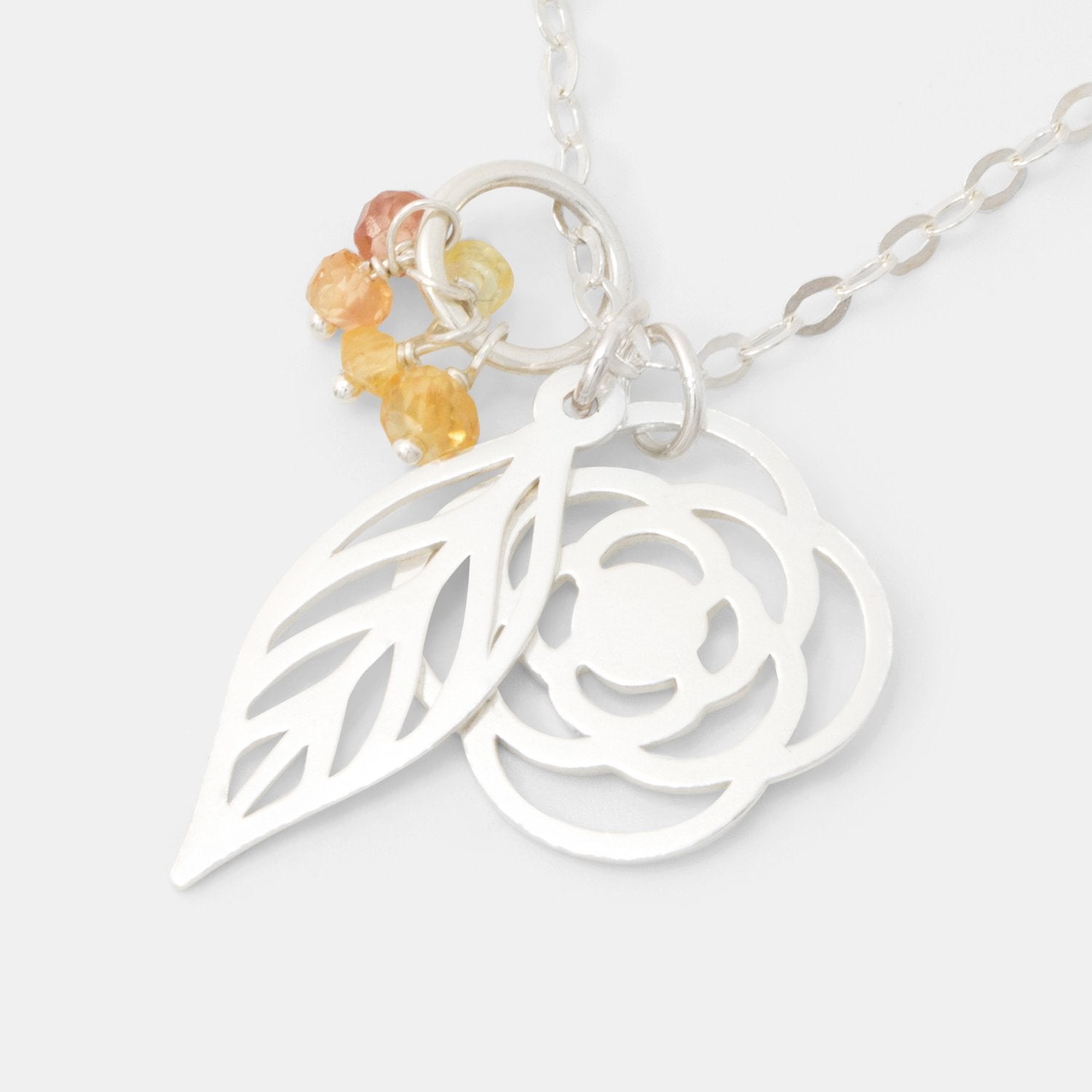 Poppy, leaf & sapphires necklace - Simone Walsh Jewellery Australia
