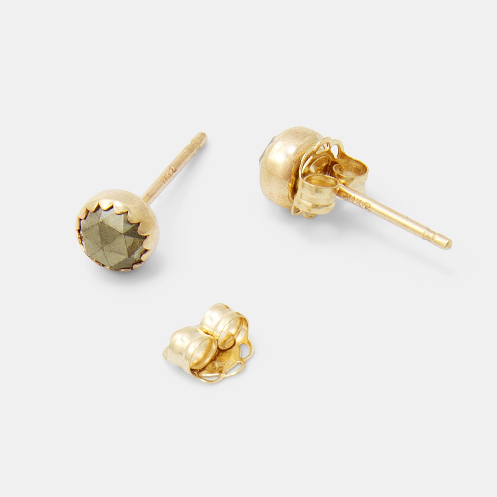 Pyrite & solid gold stud earrings - Simone Walsh Jewellery Australia