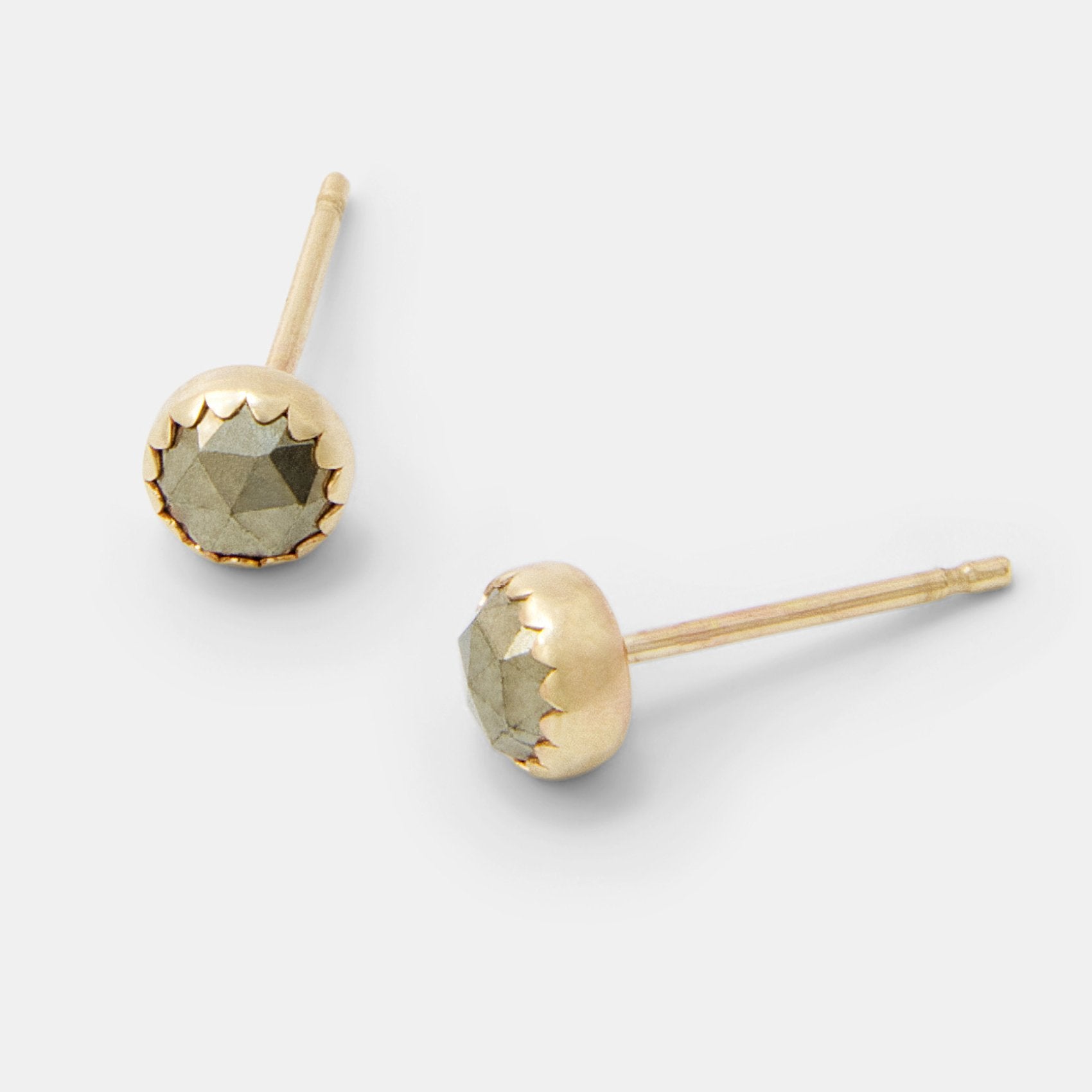 Pyrite & solid gold stud earrings - Simone Walsh Jewellery Australia