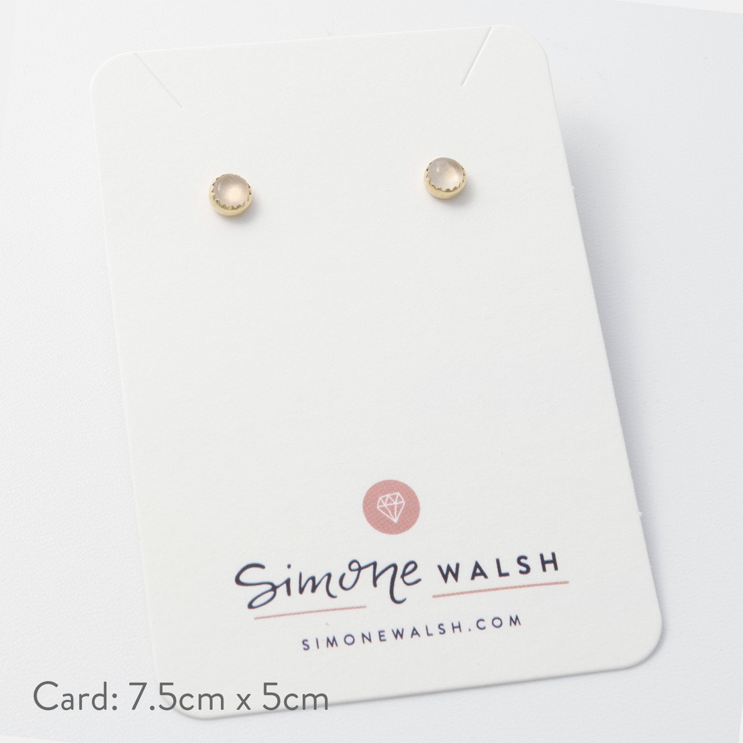 Rose quartz & solid gold stud earrings - Simone Walsh Jewellery Australia