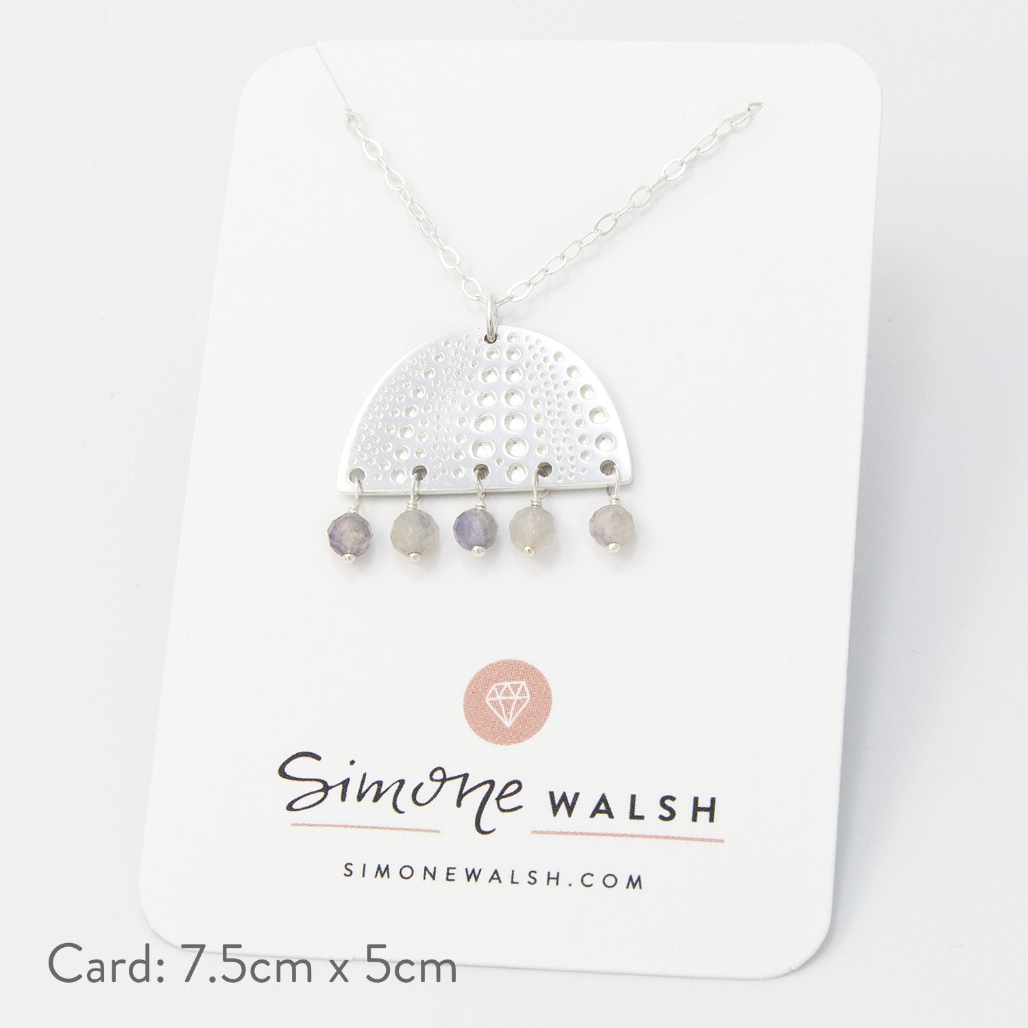 Sea urchin & iolite silver pendant necklace - Simone Walsh Jewellery Australia