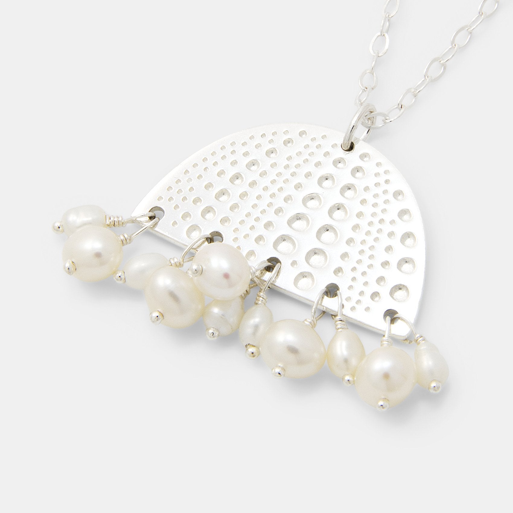Sea urchin & pearls silver pendant necklace - Simone Walsh Jewellery Australia