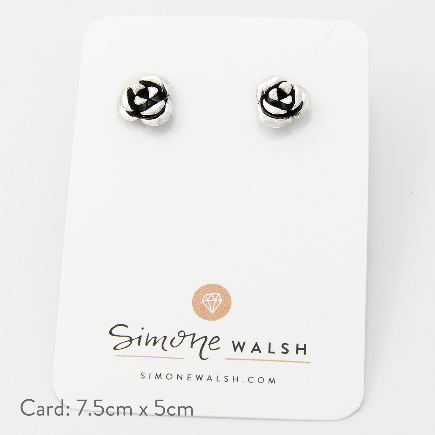 Shapely rose silver stud earrings - Simone Walsh Jewellery Australia