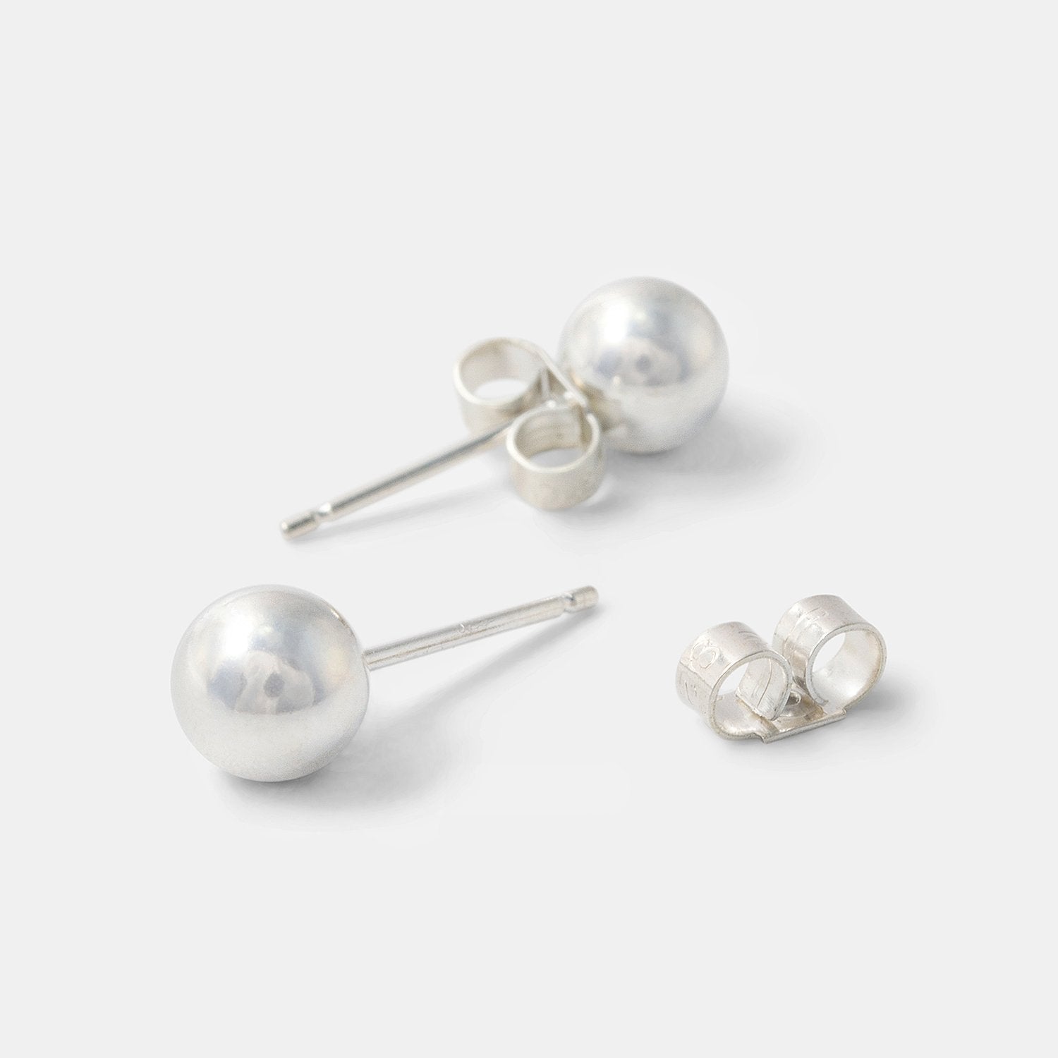 925 silver ball earrings with 3 large smooth and satin spheres   NonSoloArgenti
