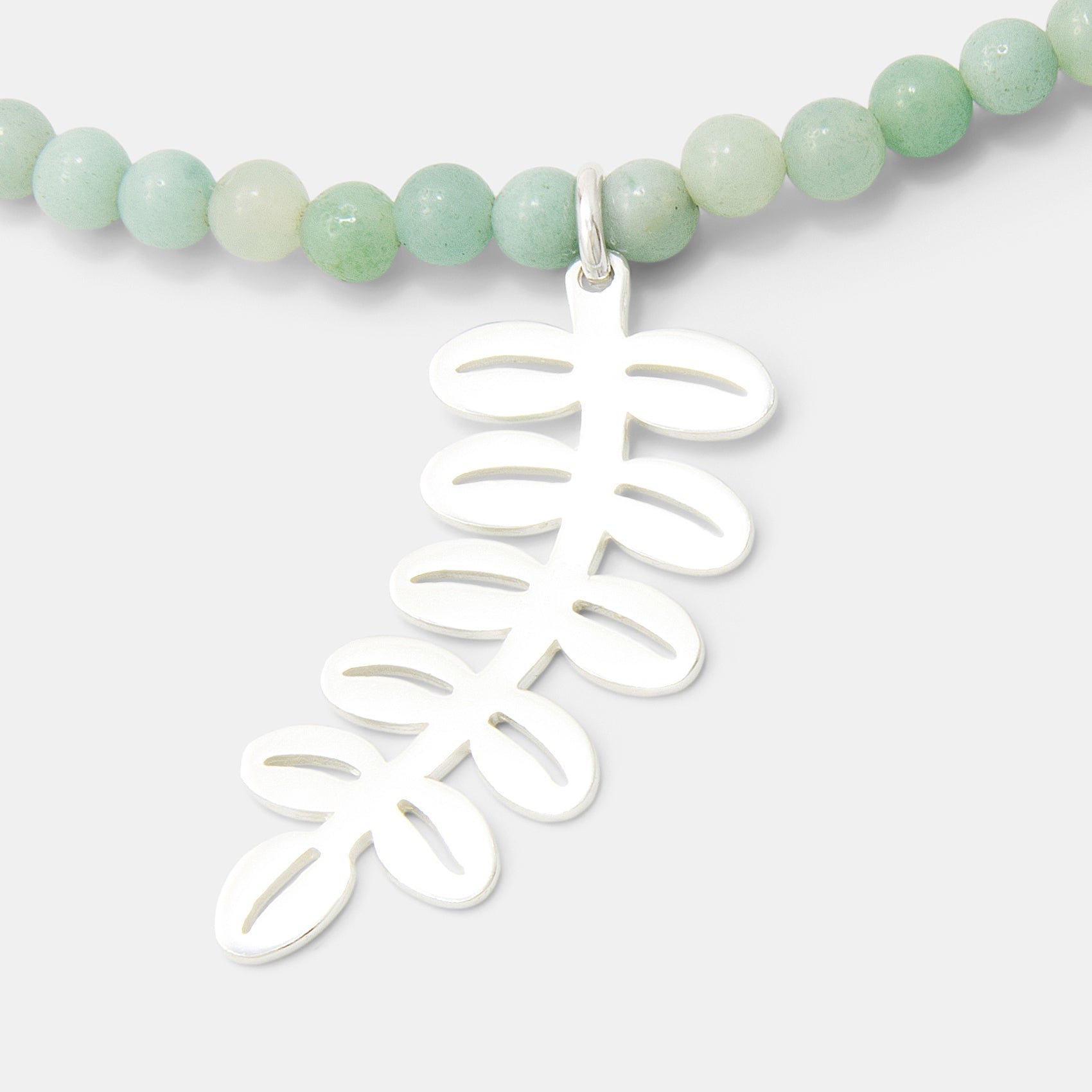 Silver Dollar Leaves on Amazonite Beaded Necklace - Simone Walsh Jewellery Australia