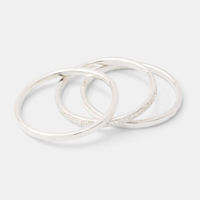 Sterling Silver Stacking Rings Set | 3 Handmade Stackable Rings