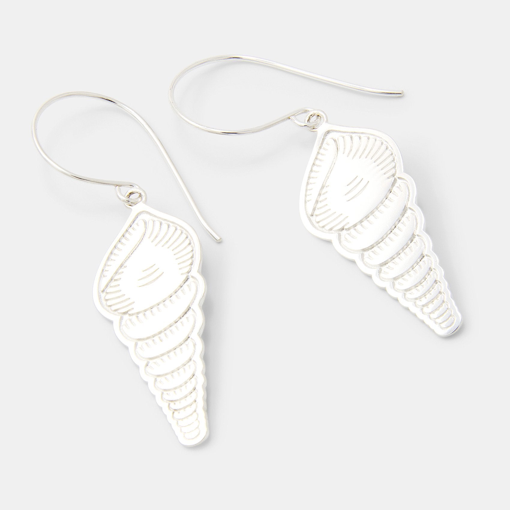 Spiral shell silver dangle earrings - Simone Walsh Jewellery Australia