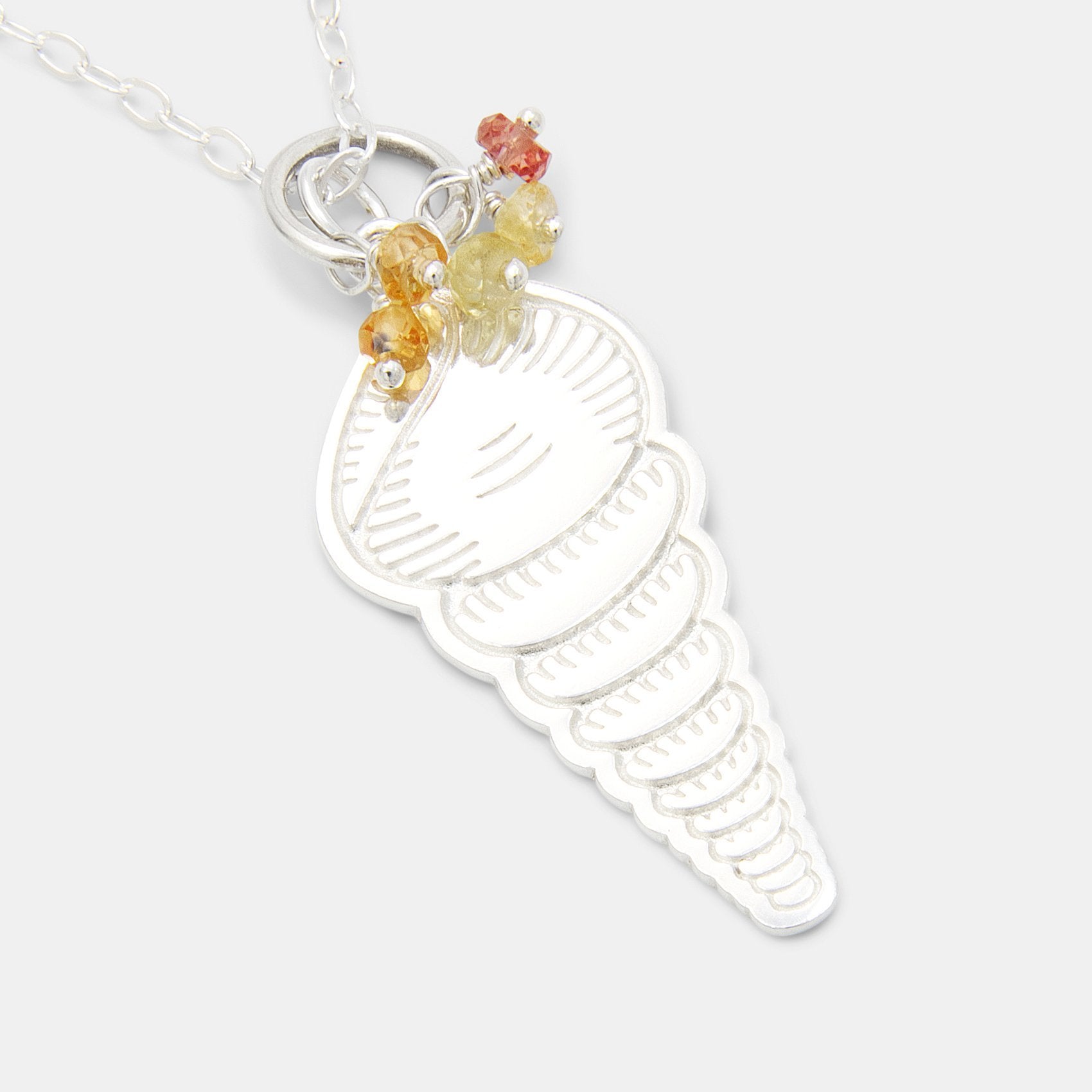 Spiral shell & yellow sapphires cluster necklace - Simone Walsh Jewellery Australia