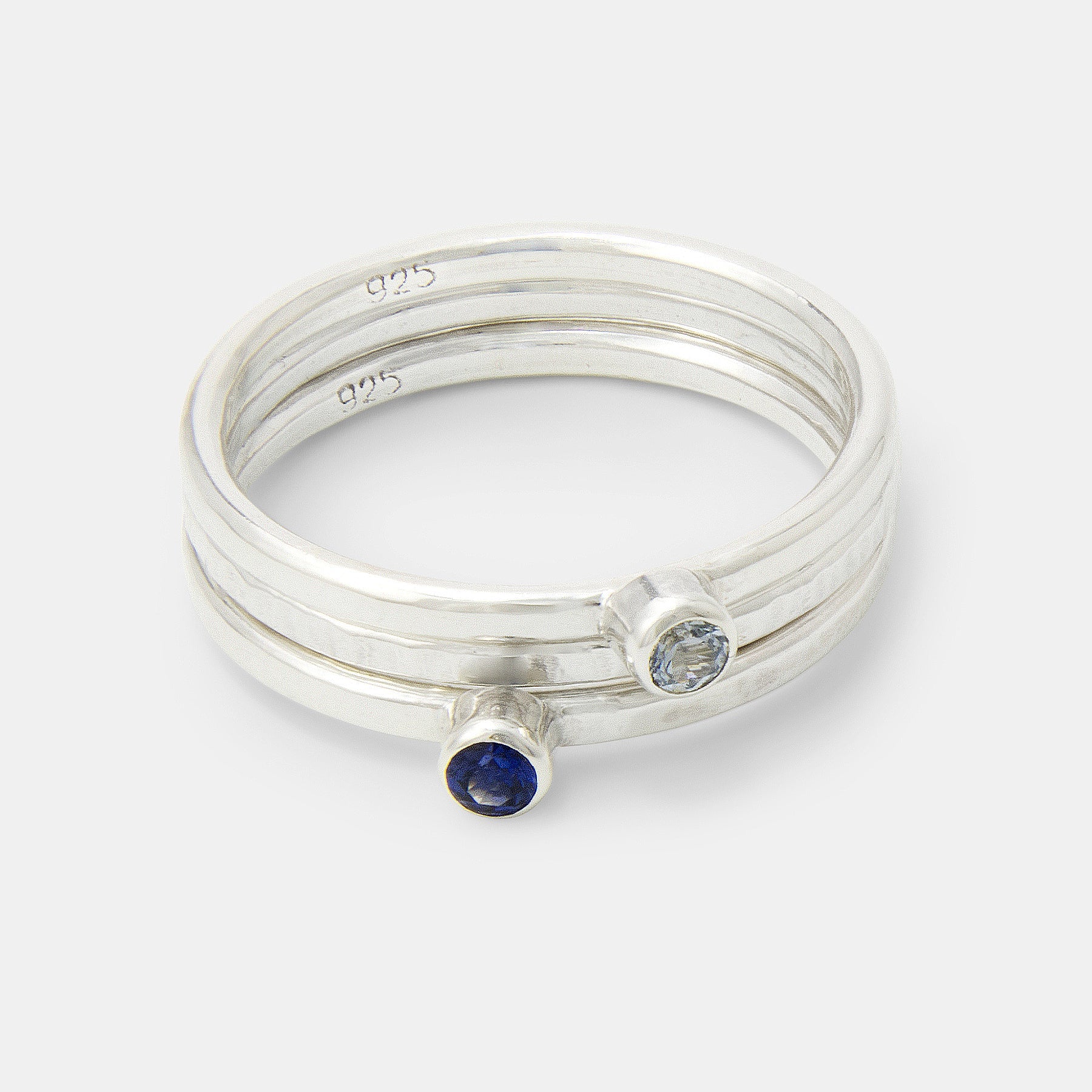 Stacking Rings Set: Sapphire & Aquamarine - Simone Walsh Jewellery Australia