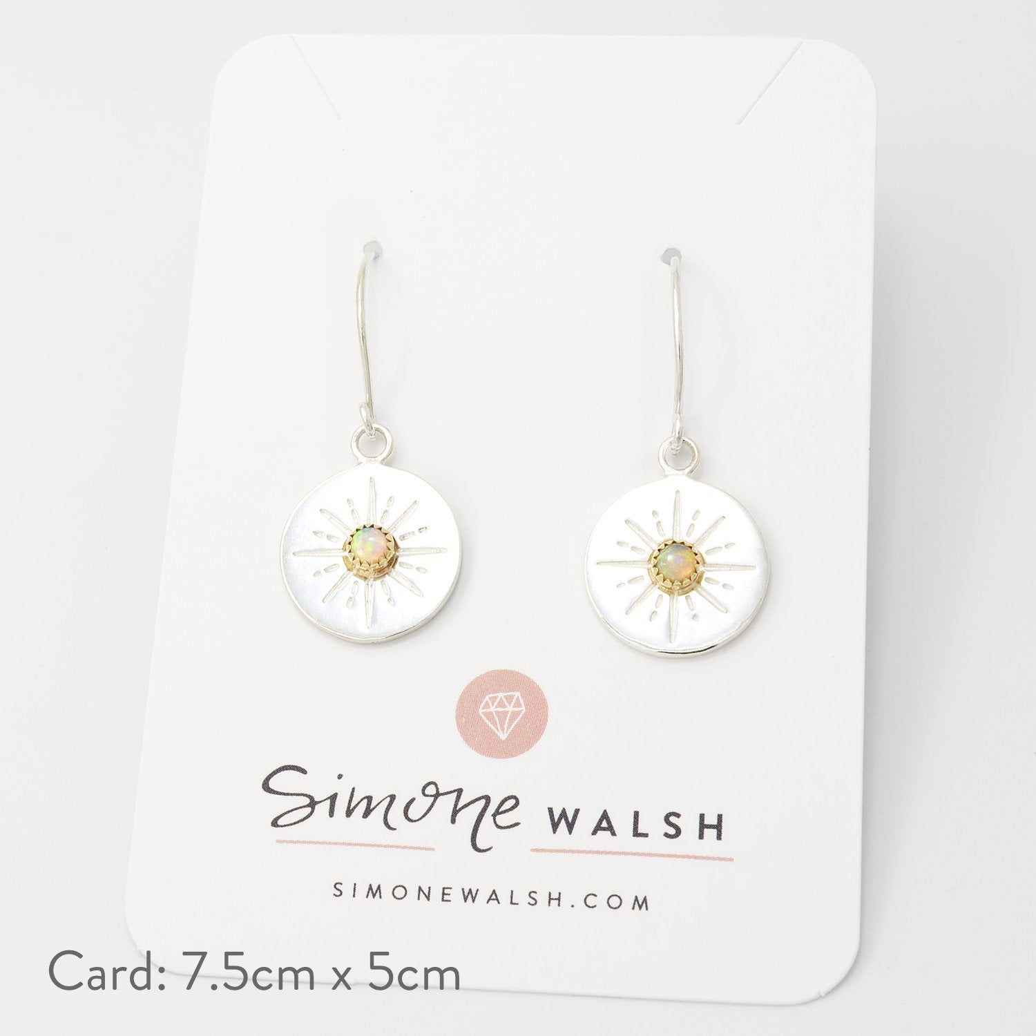 Starburst & opal amulet drop earrings - Simone Walsh Jewellery Australia
