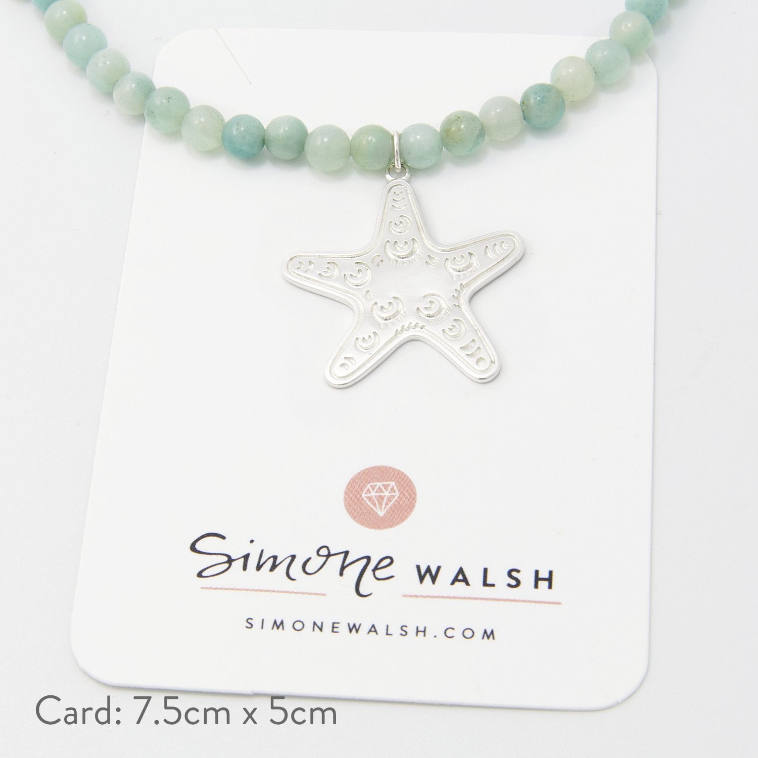 Starfish pendant on amazonite beaded necklace - Simone Walsh Jewellery Australia