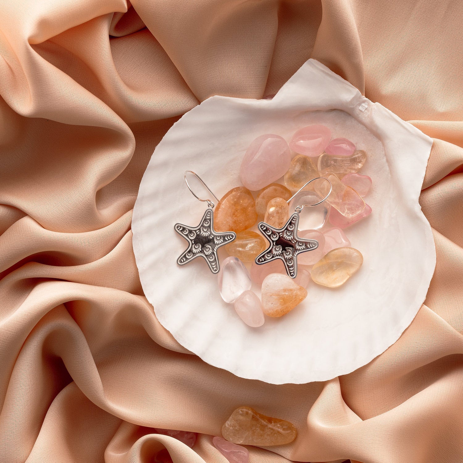 Starfish silver dangle earrings - Simone Walsh Jewellery Australia