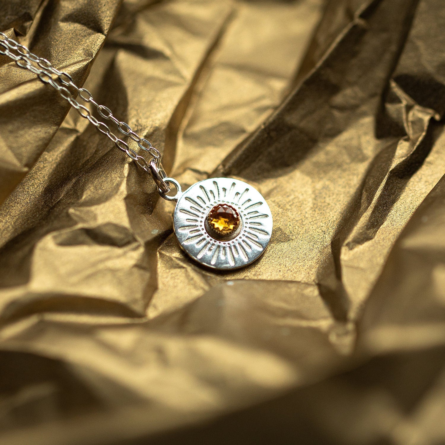Sunburst & citrine amulet necklace - Simone Walsh Jewellery Australia
