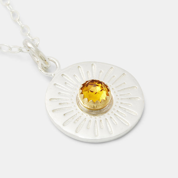 Sunburst And Citrine Silver Amulet Necklace Simone Walsh
