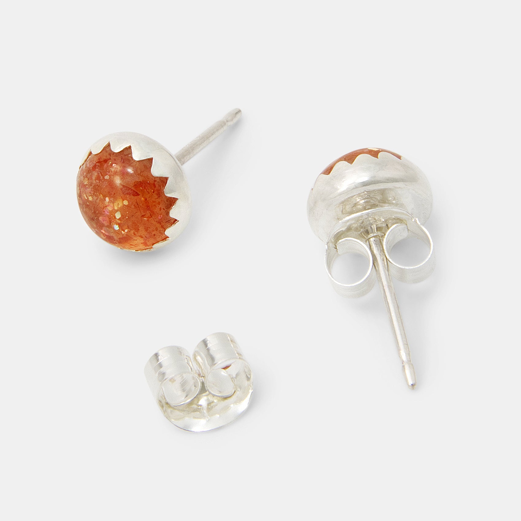 Sunstone Silver Stud Earrings - Simone Walsh Jewellery Australia