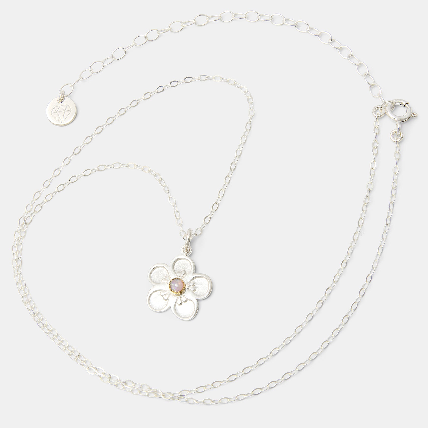 Tea Tree Flower & Opal Pendant Necklace - Simone Walsh Jewellery Australia