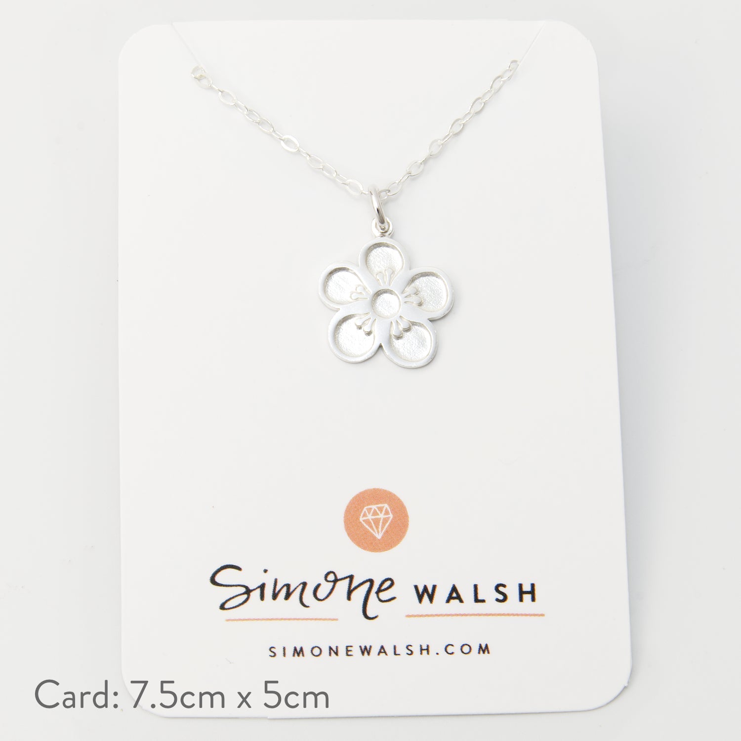 Tea Tree Flower Silver Pendant Necklace - Simone Walsh Jewellery Australia