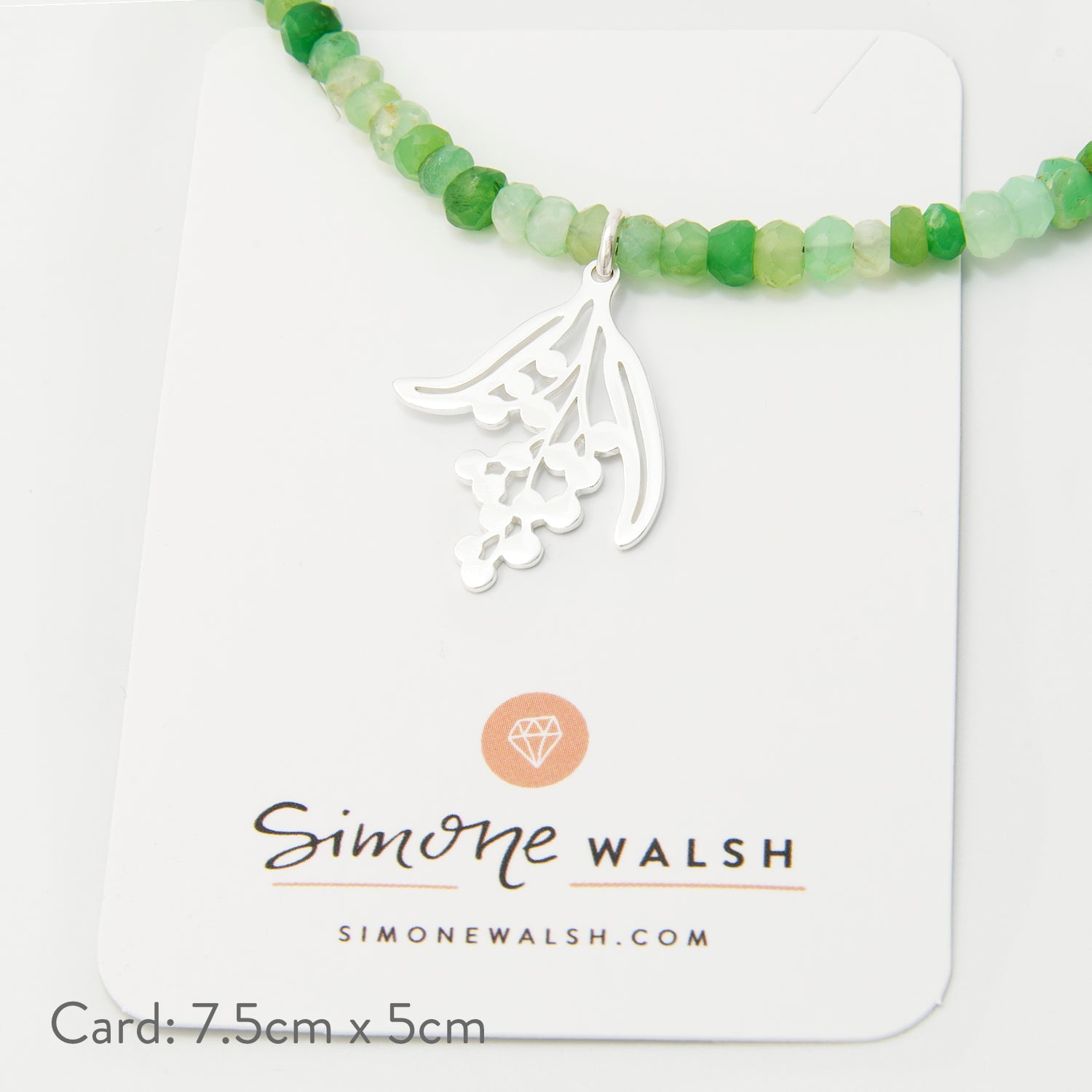 Wattle Branch on Chrysoprase Beaded Necklace - Simone Walsh Jewellery Australia