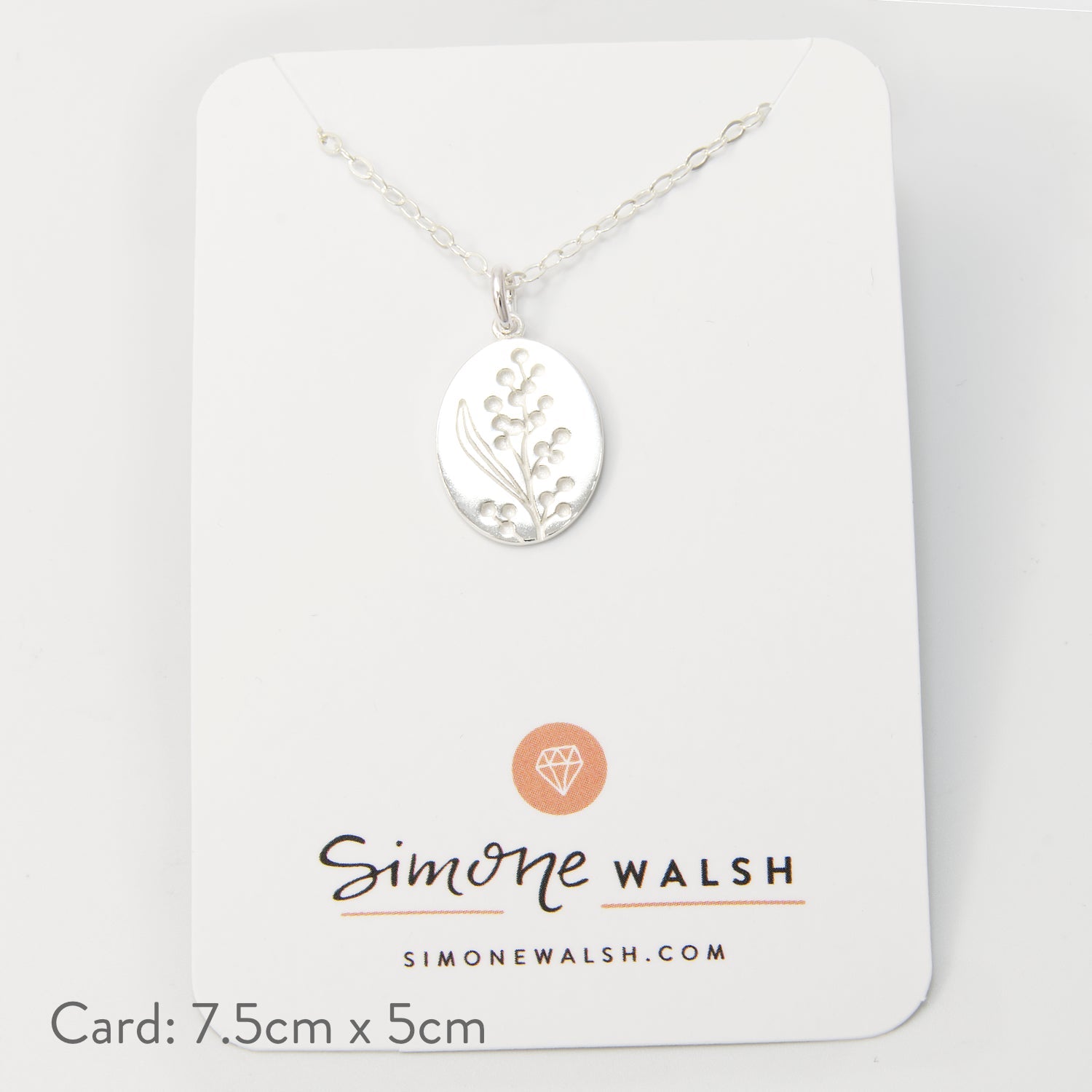 Wattle Oval Silver Pendant Necklace - Simone Walsh Jewellery Australia