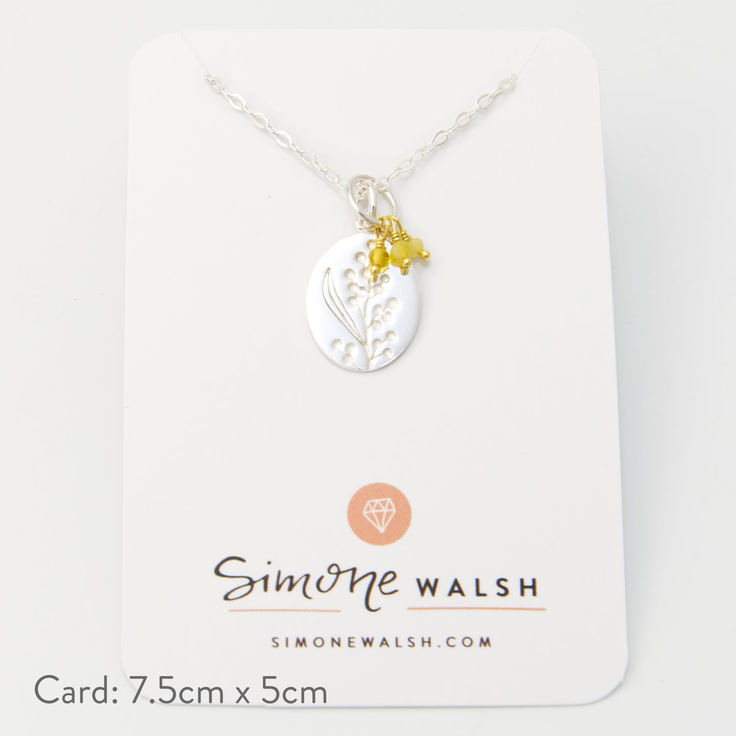 Wattle Oval & Yellow Opals Pendant Necklace - Simone Walsh Jewellery Australia