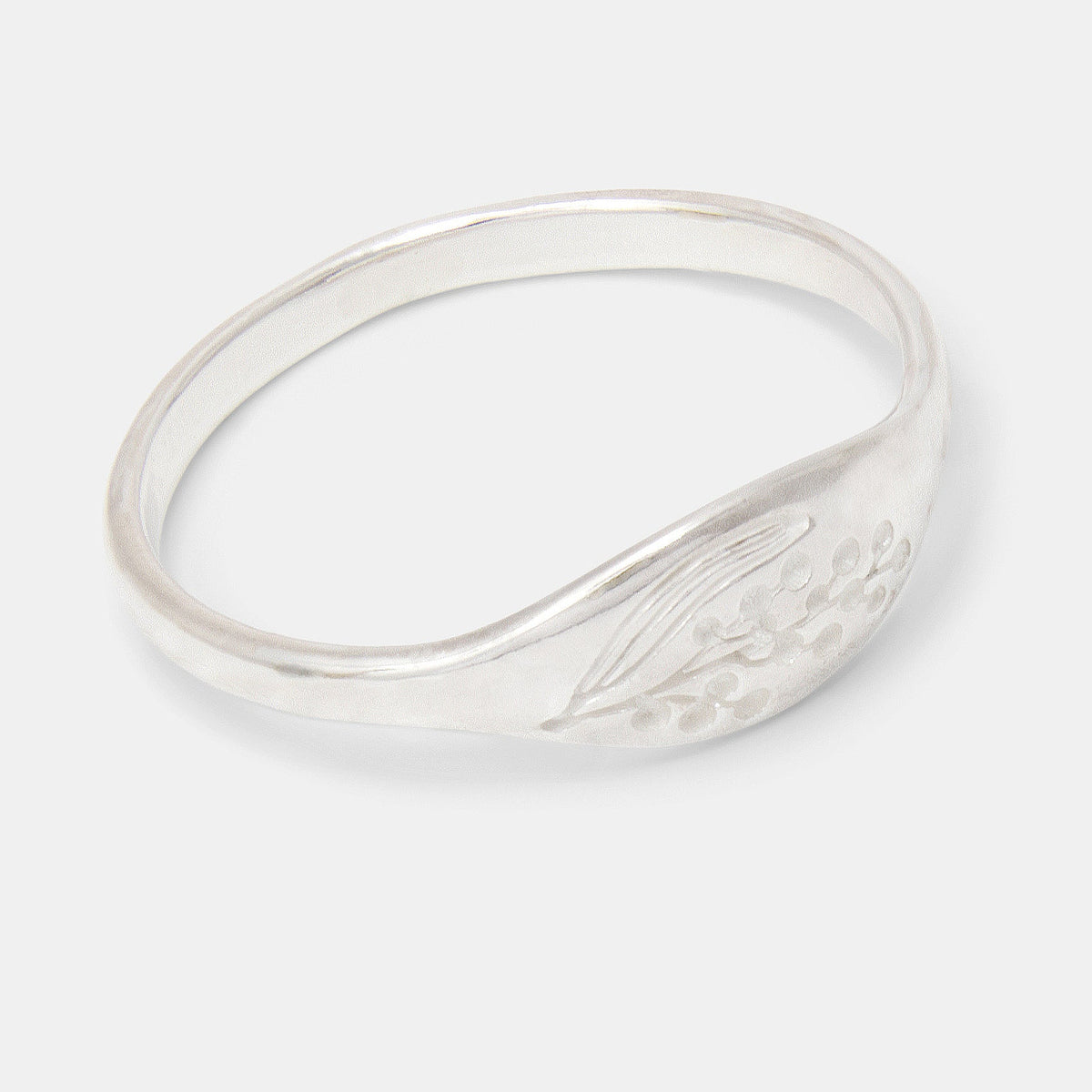 Wattle Flowers Signet Ring in Silver | Australian Flowers