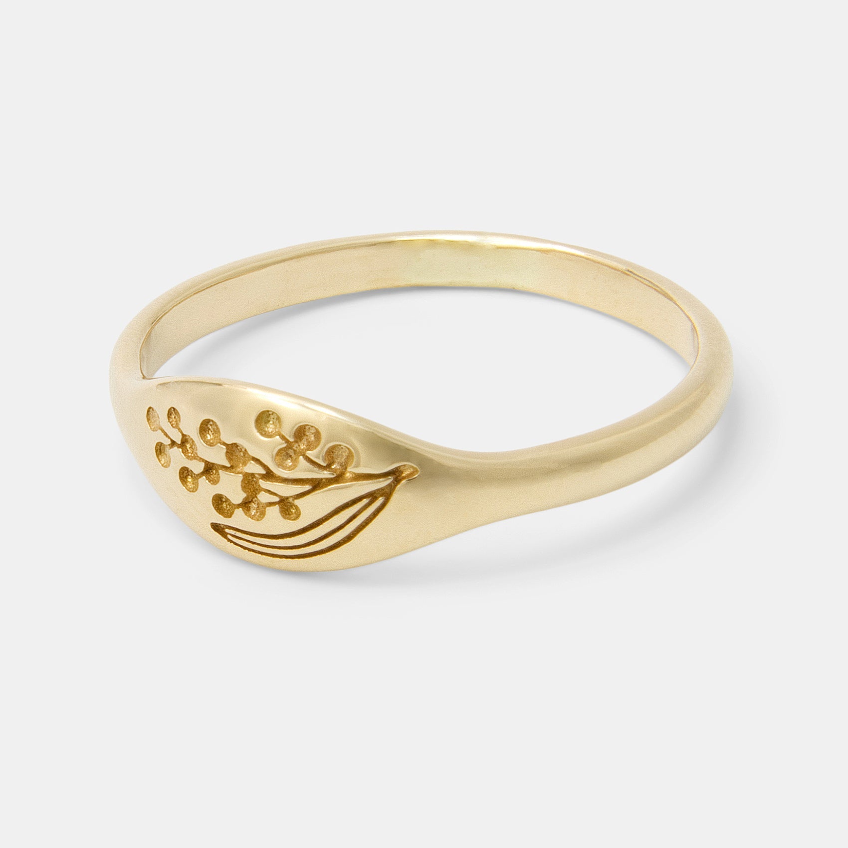 Wattle Solid Gold Signet Ring - Simone Walsh Jewellery Australia
