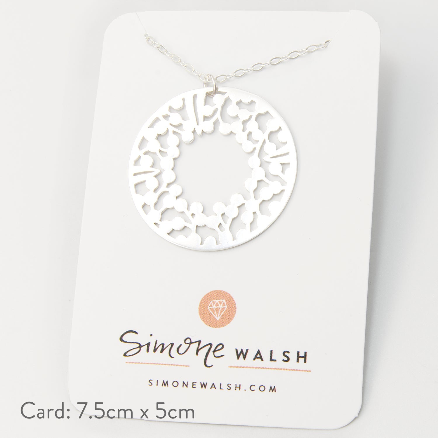 Wattle Wreath Silver Pendant Necklace - Simone Walsh Jewellery Australia